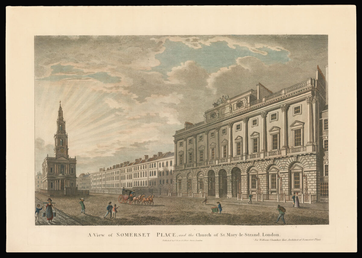 [BOWLES, Henry Carington and CARVER, Samuel] A View of Somerset Place, and the Church of St Mary-Le-Strand, London.