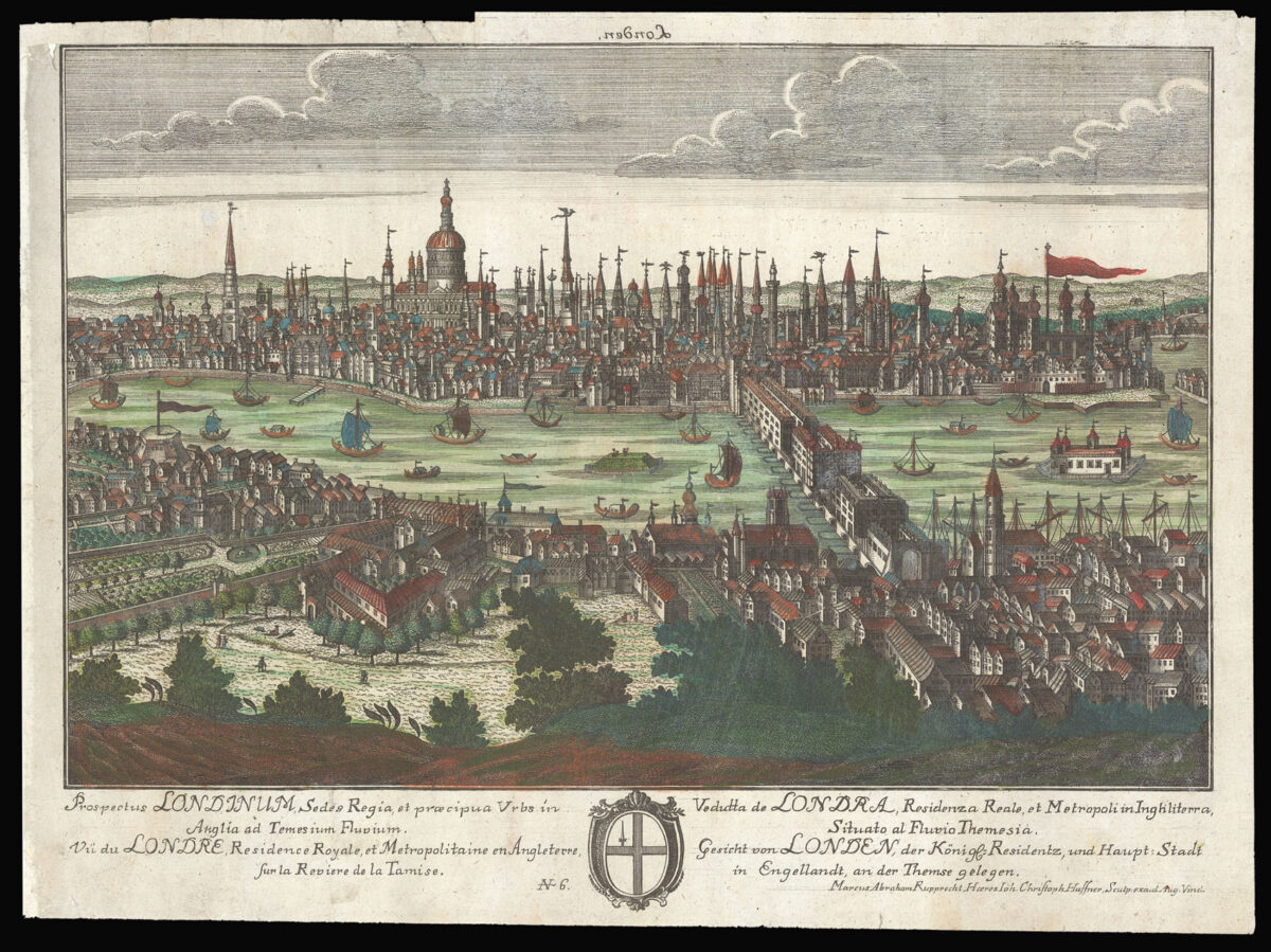 RUPPRECHT, Marcus Abraham and HAFFNER, Johann Christoph after an unknown artist Prospectus Londinum Sedes Regia, et proecipua Urbs in Anglia ad Temesium Fluvium