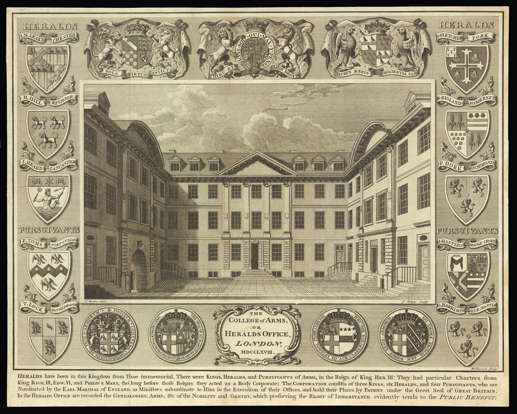 SHERMIN, W[illiam] and WHITE, T[homas] after MALTON, T[homas] The College of Arms, or Heralds Office, London, MDCCLXVIII.