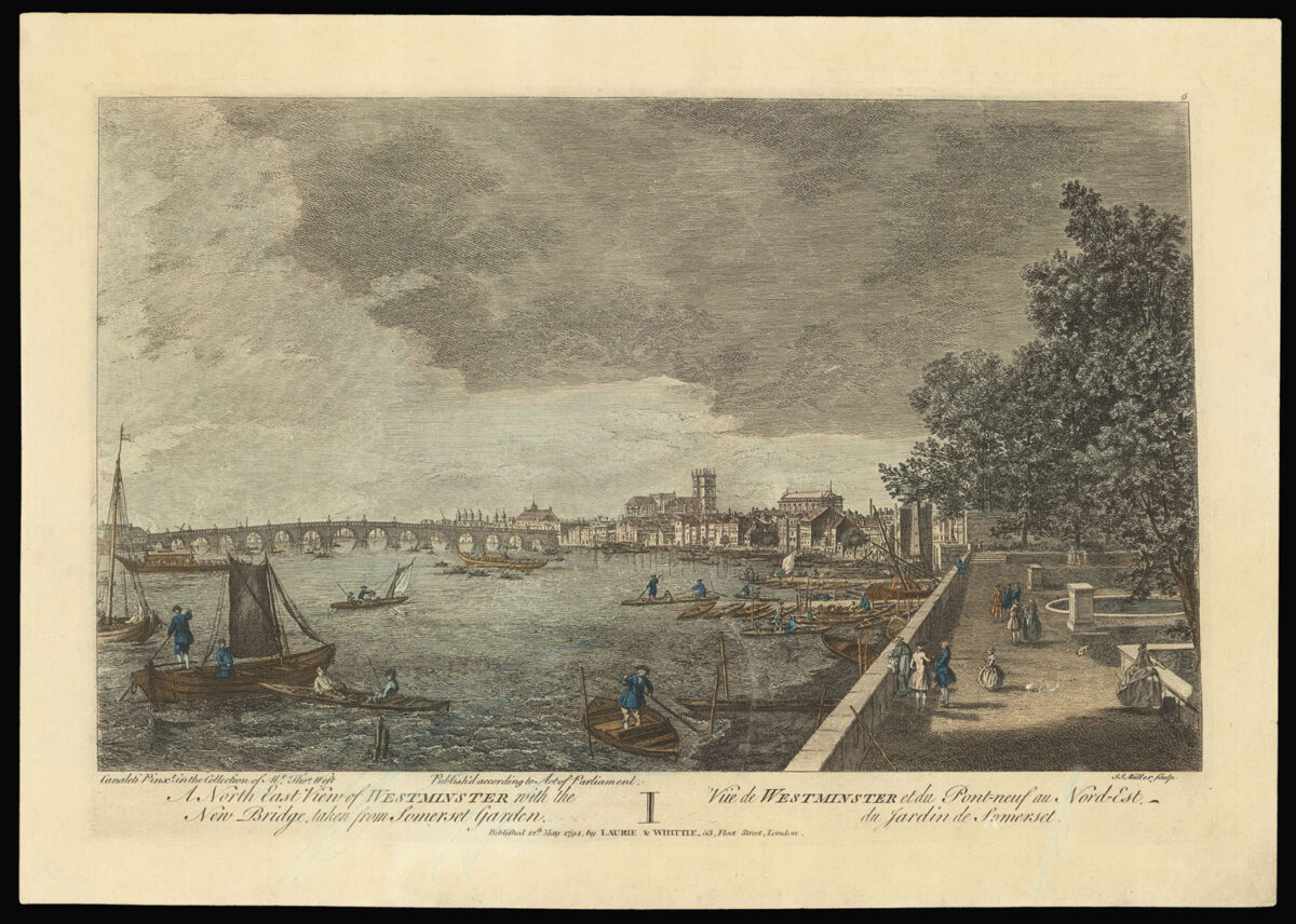 MÜLLER, Johann Sebastian; after Antonio CANALETTO A North East View of Westminster with the New Bridge, taken from Somerset Garden