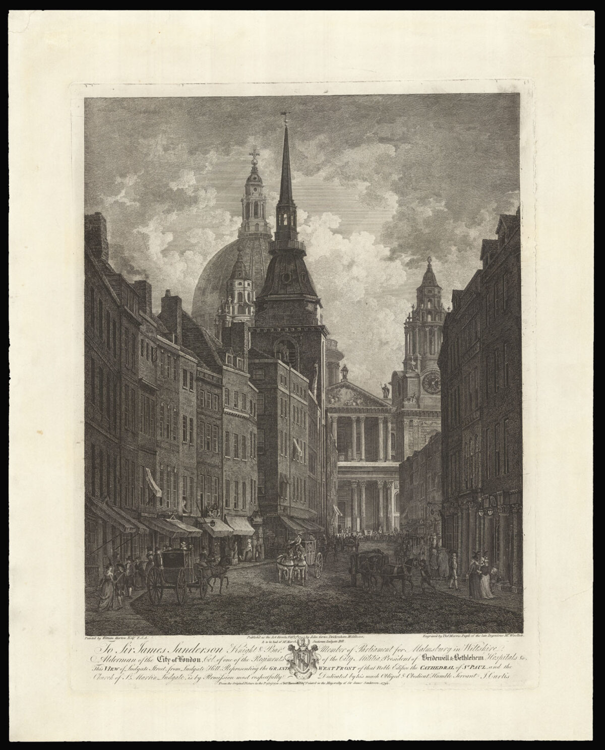 MORRIS, Thomas, after MARLOW, William [Pair of views of Fish Street and Ludgate Street]