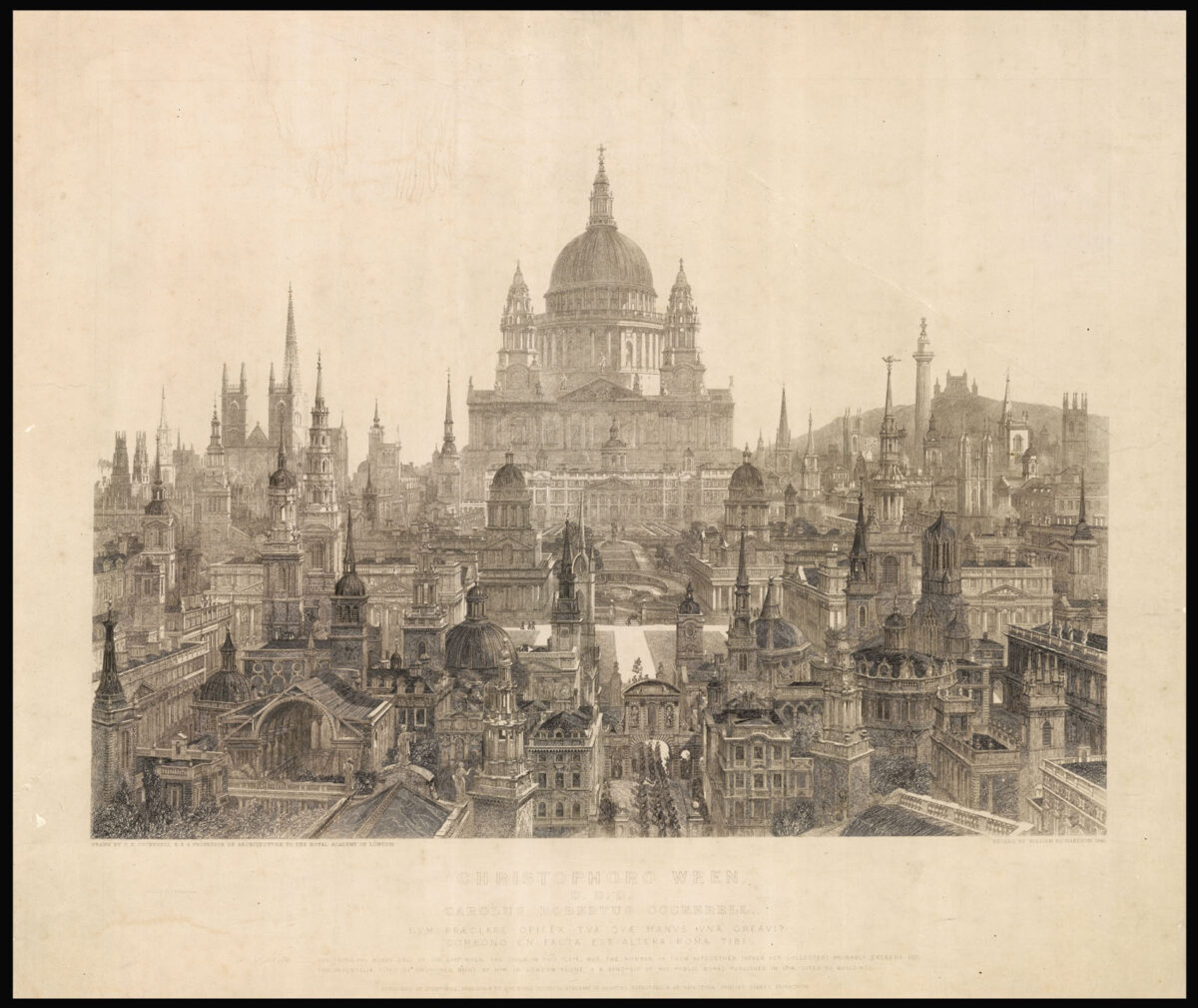 RICHARDSON, William after COCKERELL, C[harles] R[obert] Christopher Wren, D.D.D., Carolus Robertus Cockerell. Dum præclare opifex tua quae manus una creavit compono en facta est altera Roma tibi.