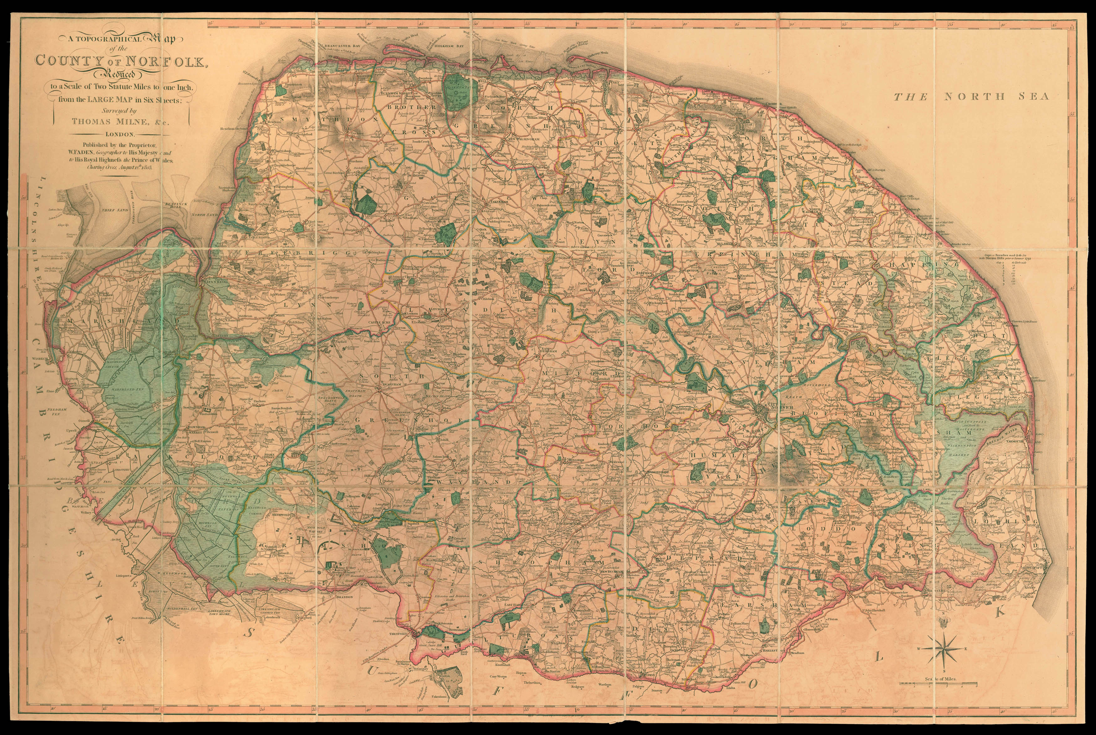 MILNE, Thomas A Topographical Map of the County of Norfolk,