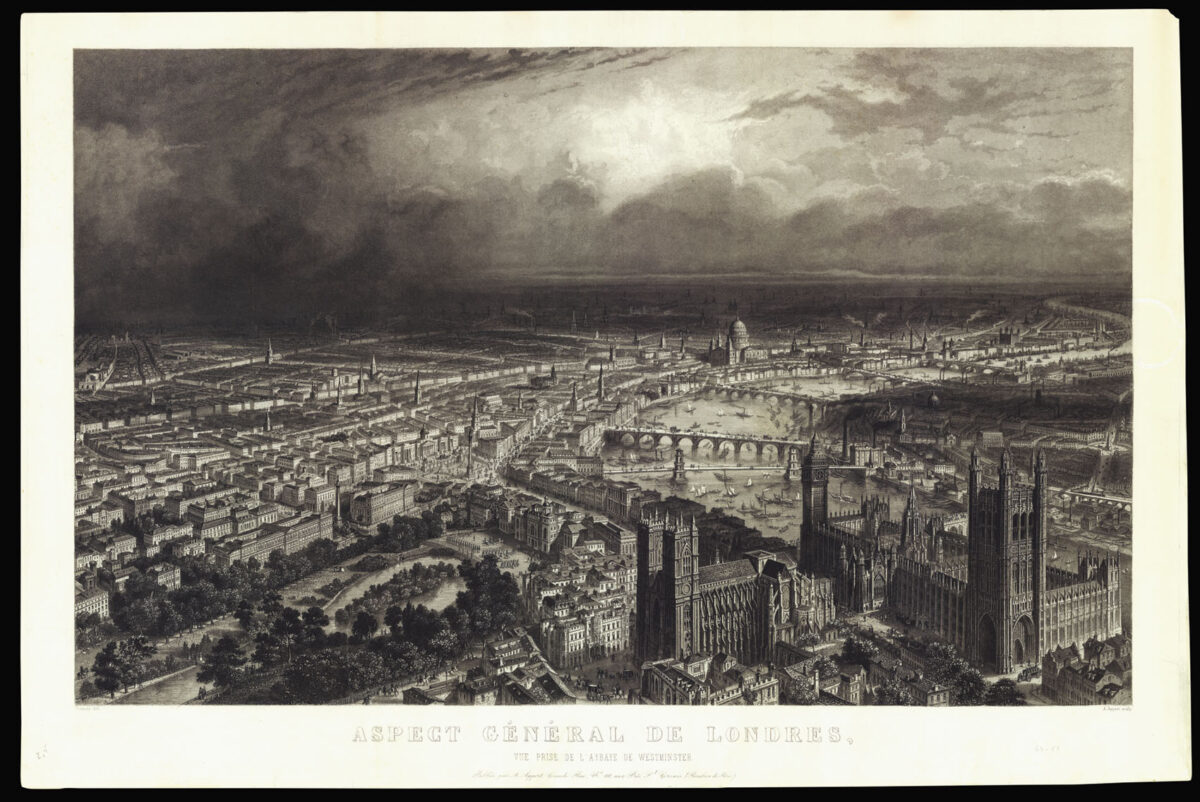 APPERT, Arnaud; [after] Nicolas Marie Joseph CHAPUY, as "Chapuis" Aspect Général de Londres Vue Prise de l'Abbaye de Westminster.