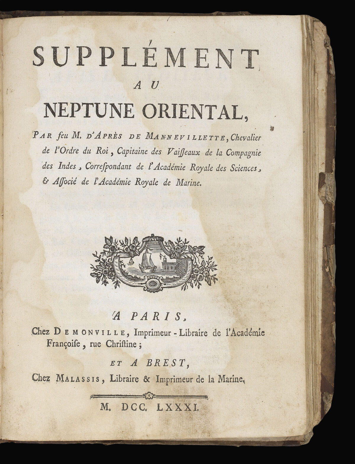 [After DE MANNEVILLETTE] [Instructions sur la Navigation des Indes Orientales et de la Chine] [bound with] Supplément au Neptune Oriental.
