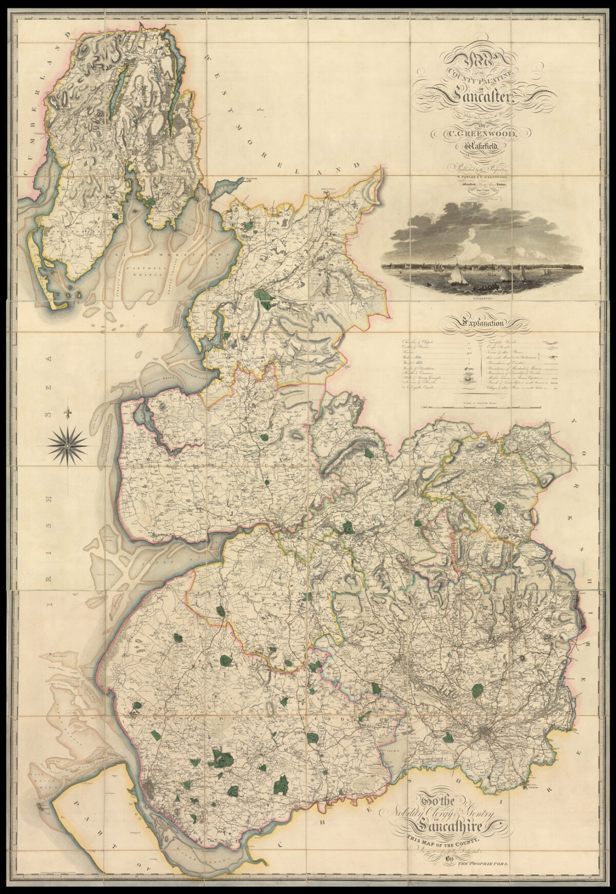 GREENWOOD, Christopher Map of the County Palatine of Lancaster,