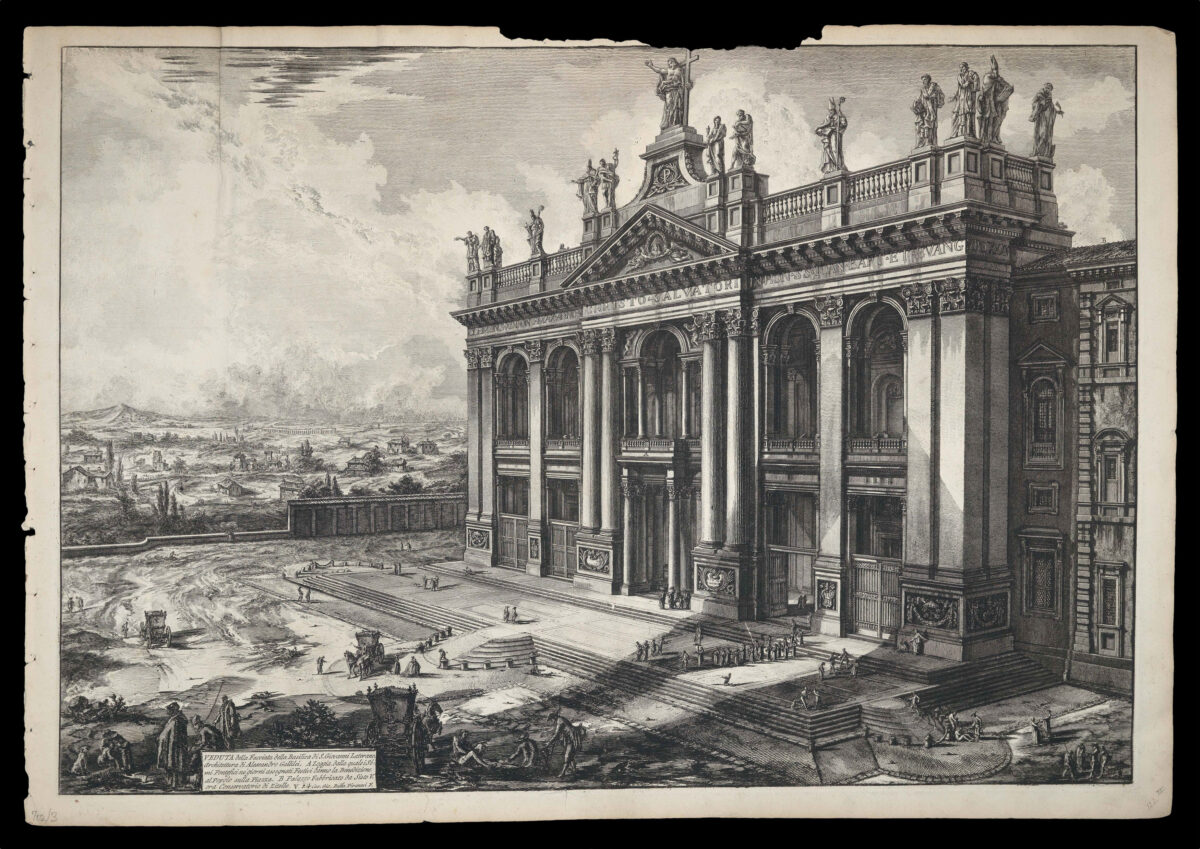 PIRANESI, Giovani Battista Veduta della Facciata della Basilica di S. Giovanni Laterano.