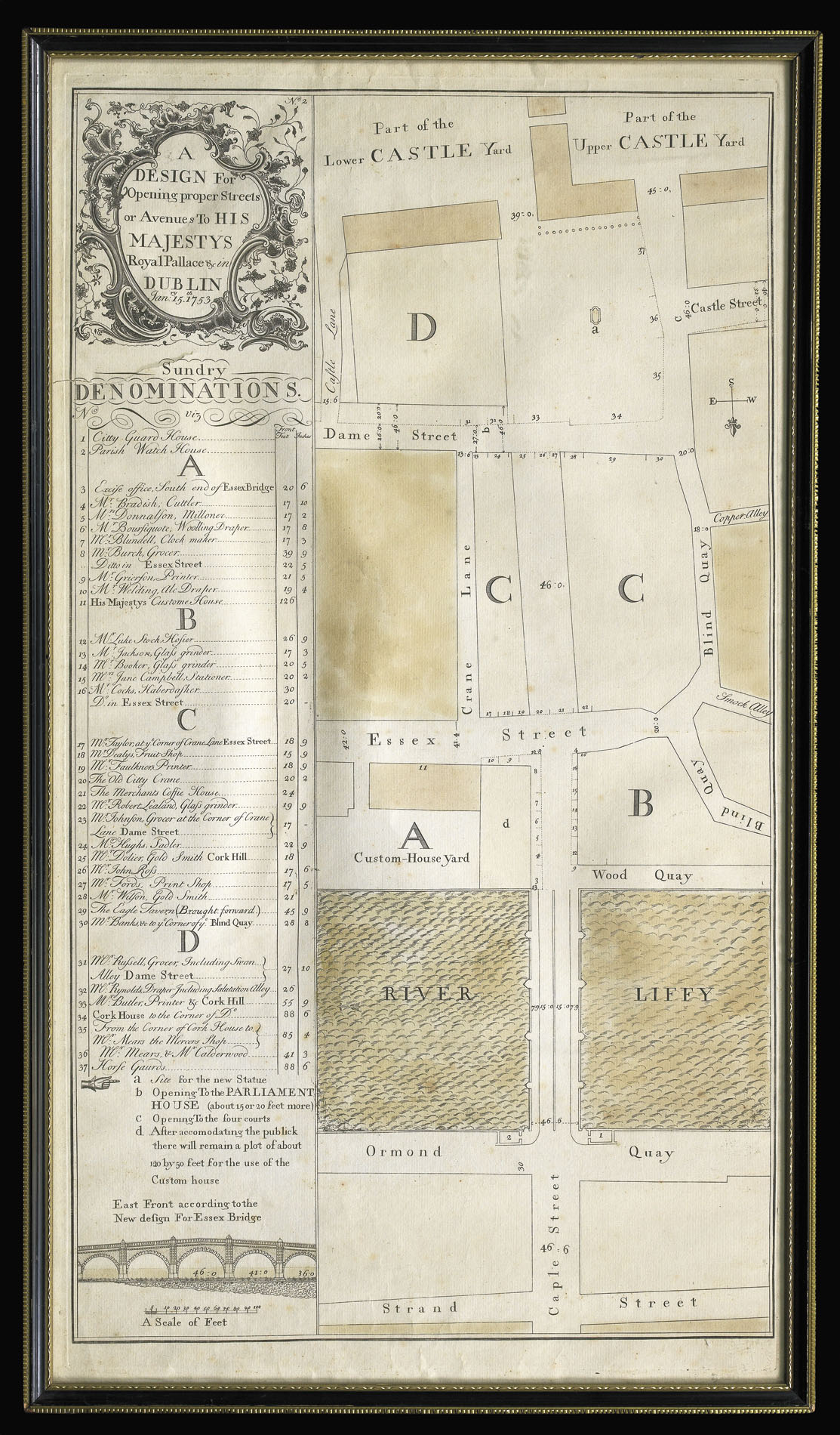 [SEMPLE, George] A Survey of the Present Streets Immediately leading to His Majesty's Royal Pallace or Castle of Dublin... [and]