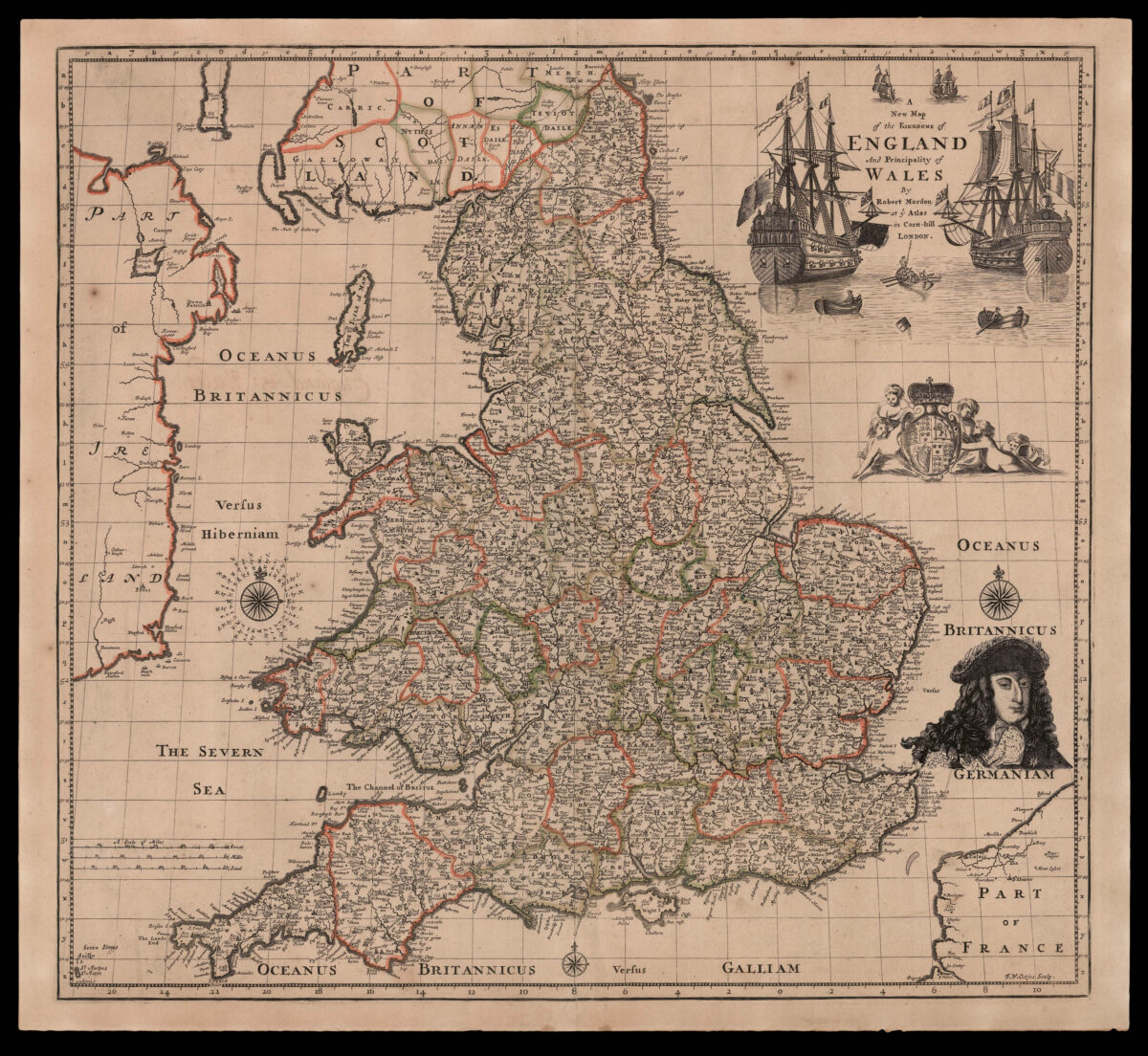 MORDEN, Robert A New Map of the Kingdome of England and the Principality of Wales By Robert Morden