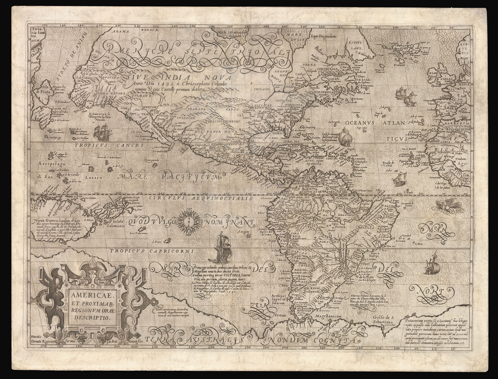 MAZZA, Giovanni Battista Americae et Proximar Regionum Orae Descriptio.