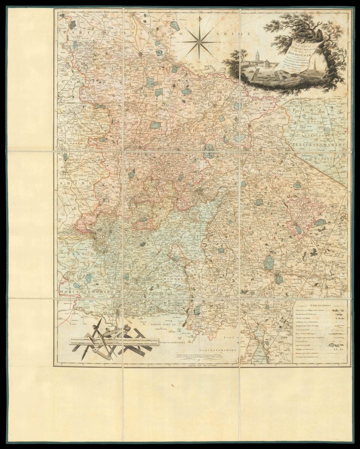 SHERRIFF, James. [Warwick] A Map of Upwards of 25 Miles round the town of Birmingham