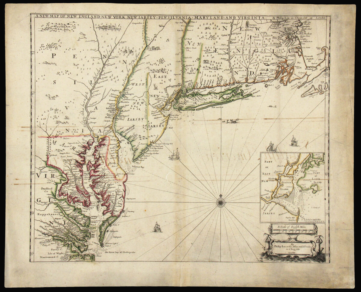 THORNTON, John; Robert MORDEN; and Philip LEA A New Map of New England.