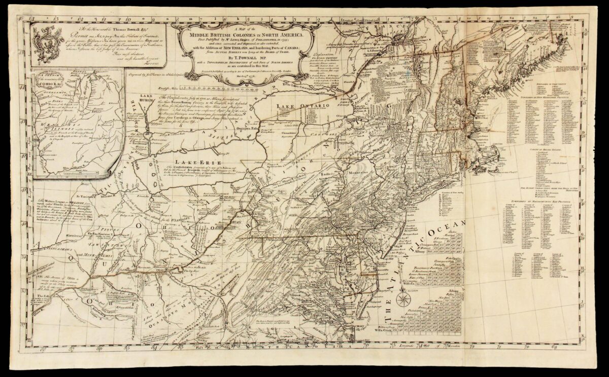 POWNALL, Thomas & EVANS, Lewis A Map of the Middle British Colonies in North America