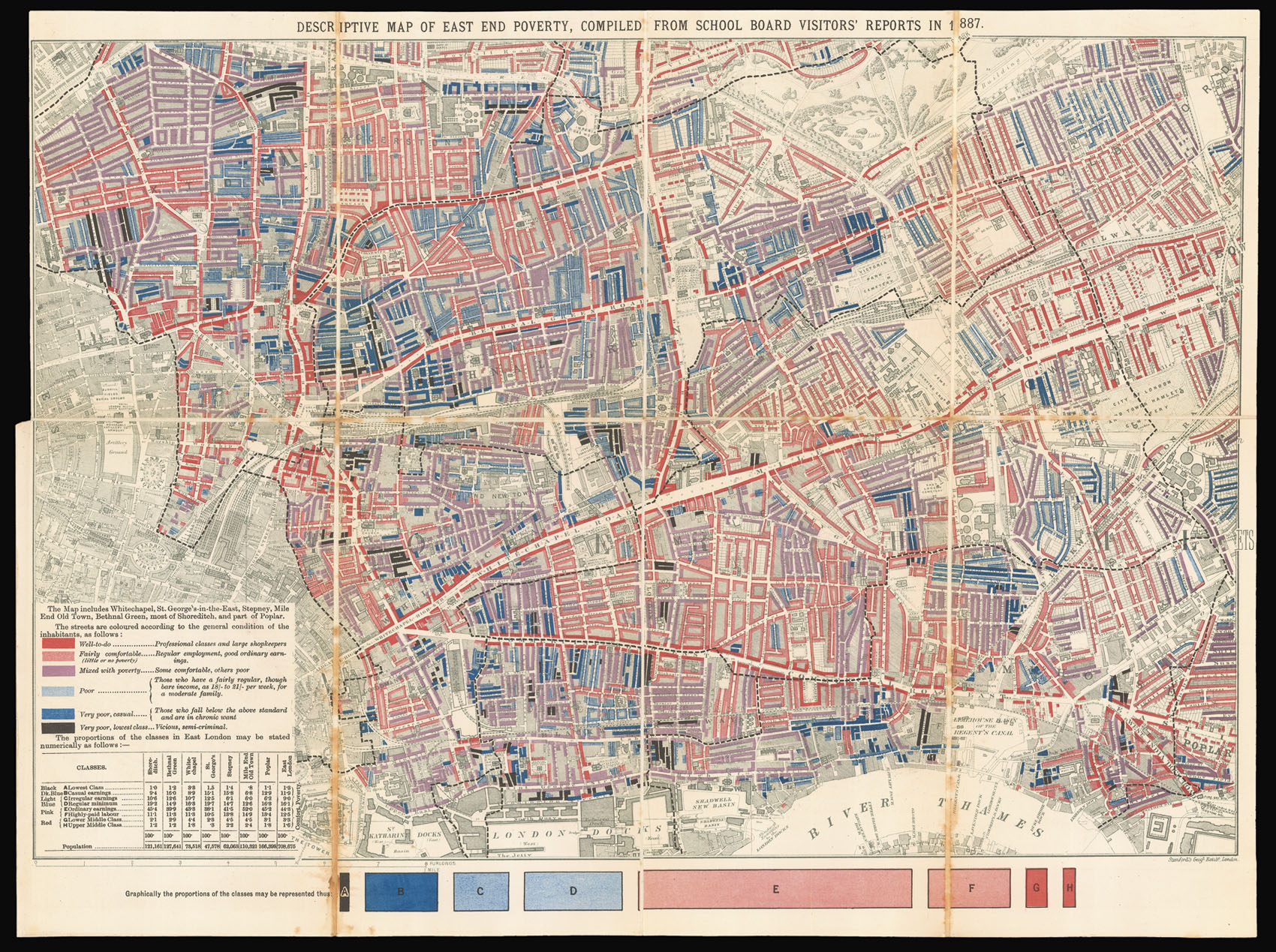 BOOTH, Charles Descriptive Map of East End Poverty,