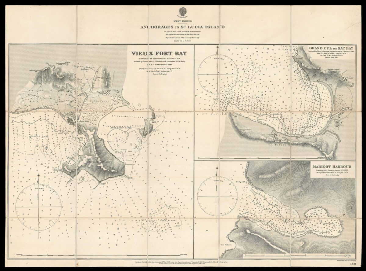 HAVERGAL, Lieutenant A. and PARSONS, J. Anchorages in St. Lucia Island.