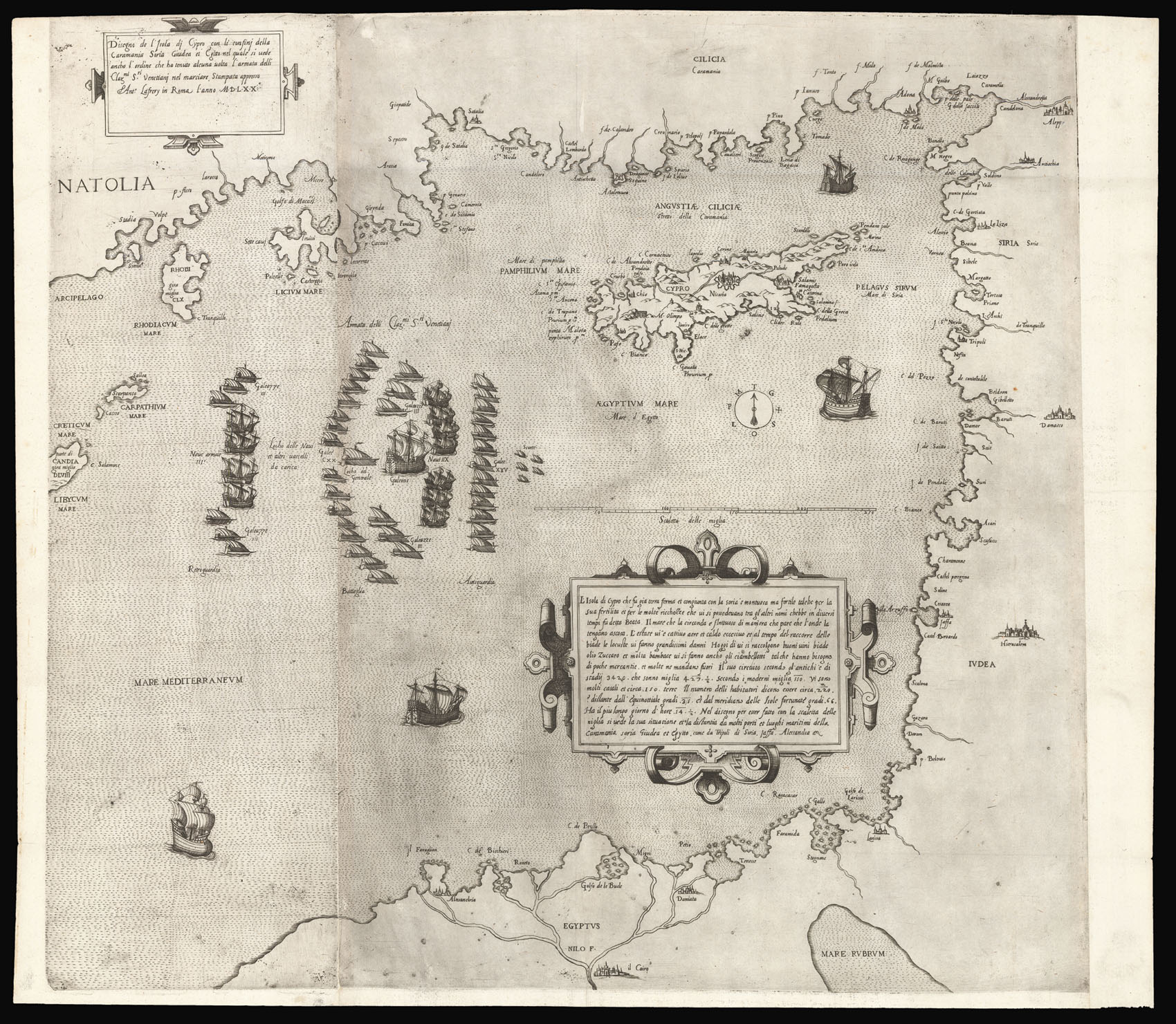 LAFRERI, [Antonio] Disegno de l'Isola di Cypro con li confini della Caramania,