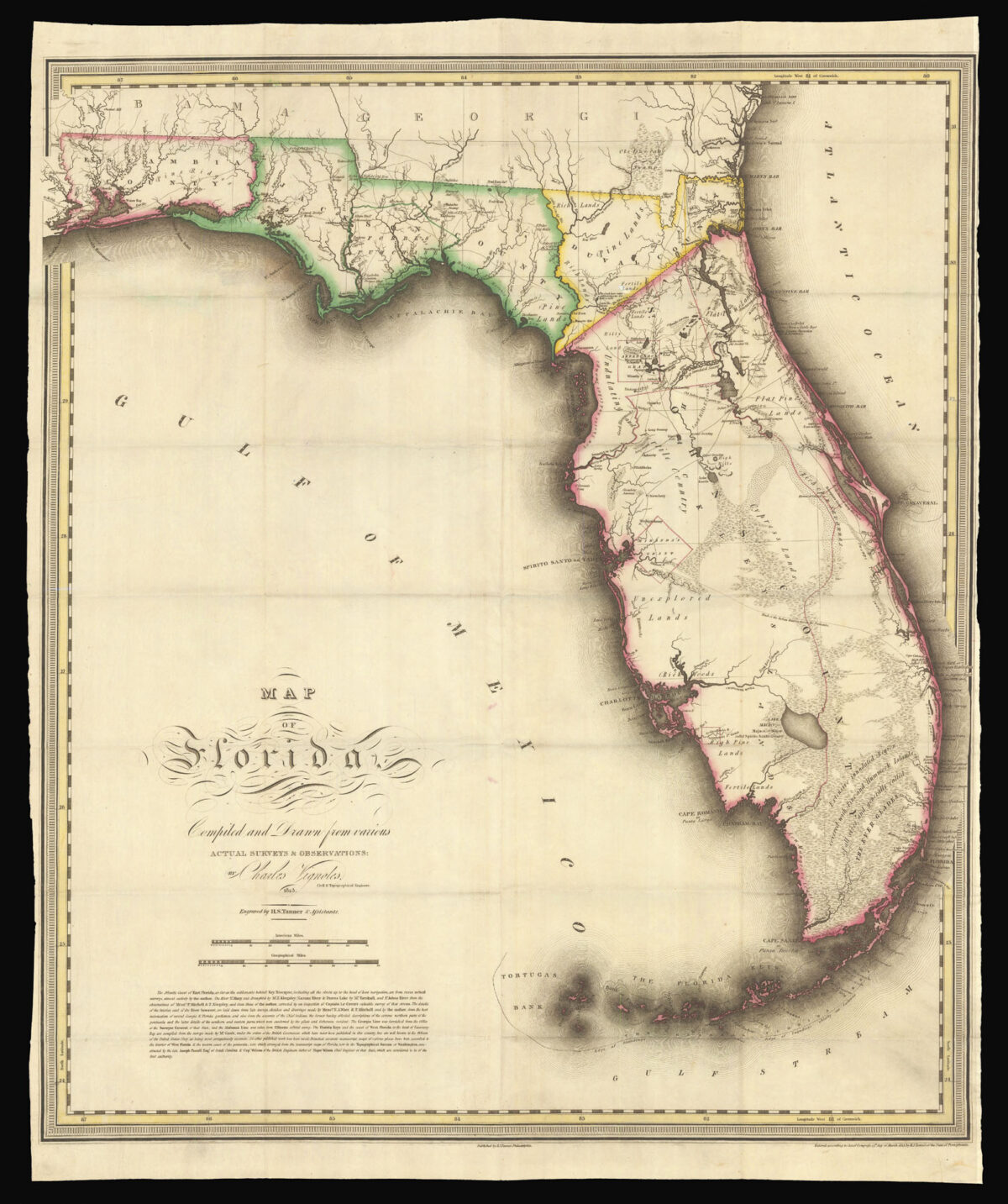 VIGNOLES, Charles Map of Florida