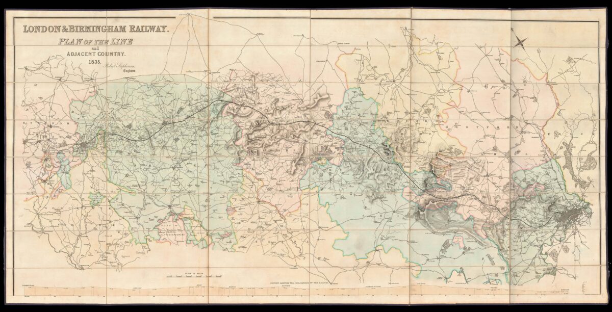 STEPHENSON, Robert [Warwickshire] London & Birmingham Railway. Plan of the Line and Adjacent Country.