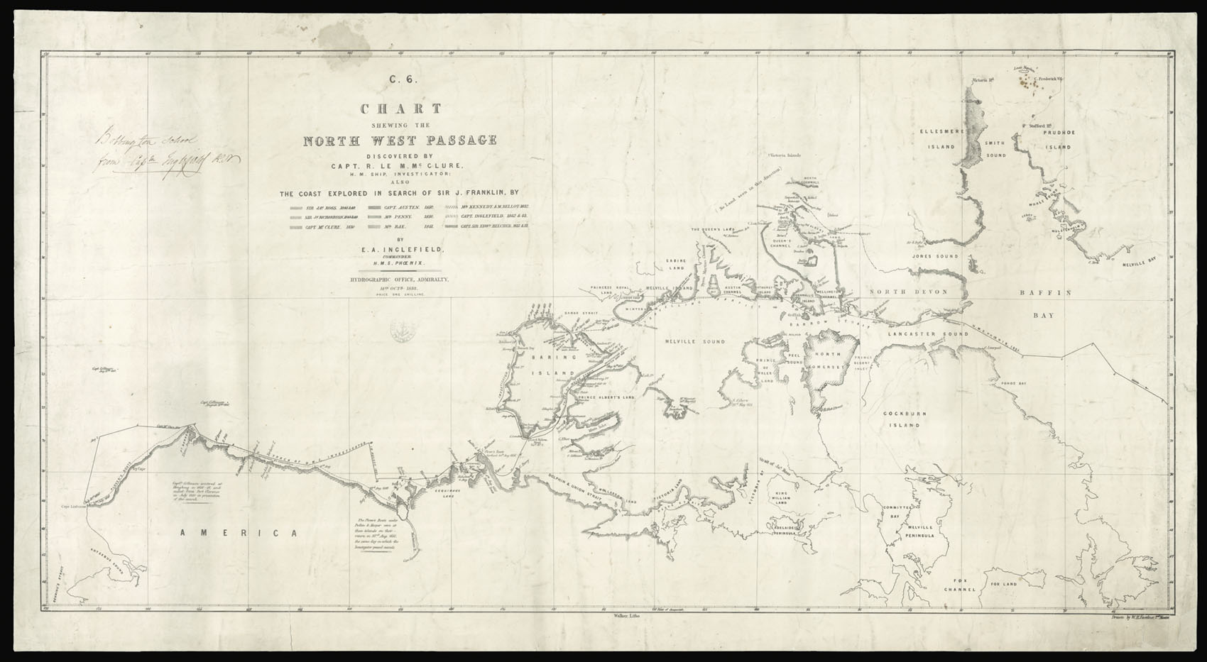 FAWEKNER, W. H. A Chart Shewing the North West Passage Discovered by Capt. R. le M. McClure