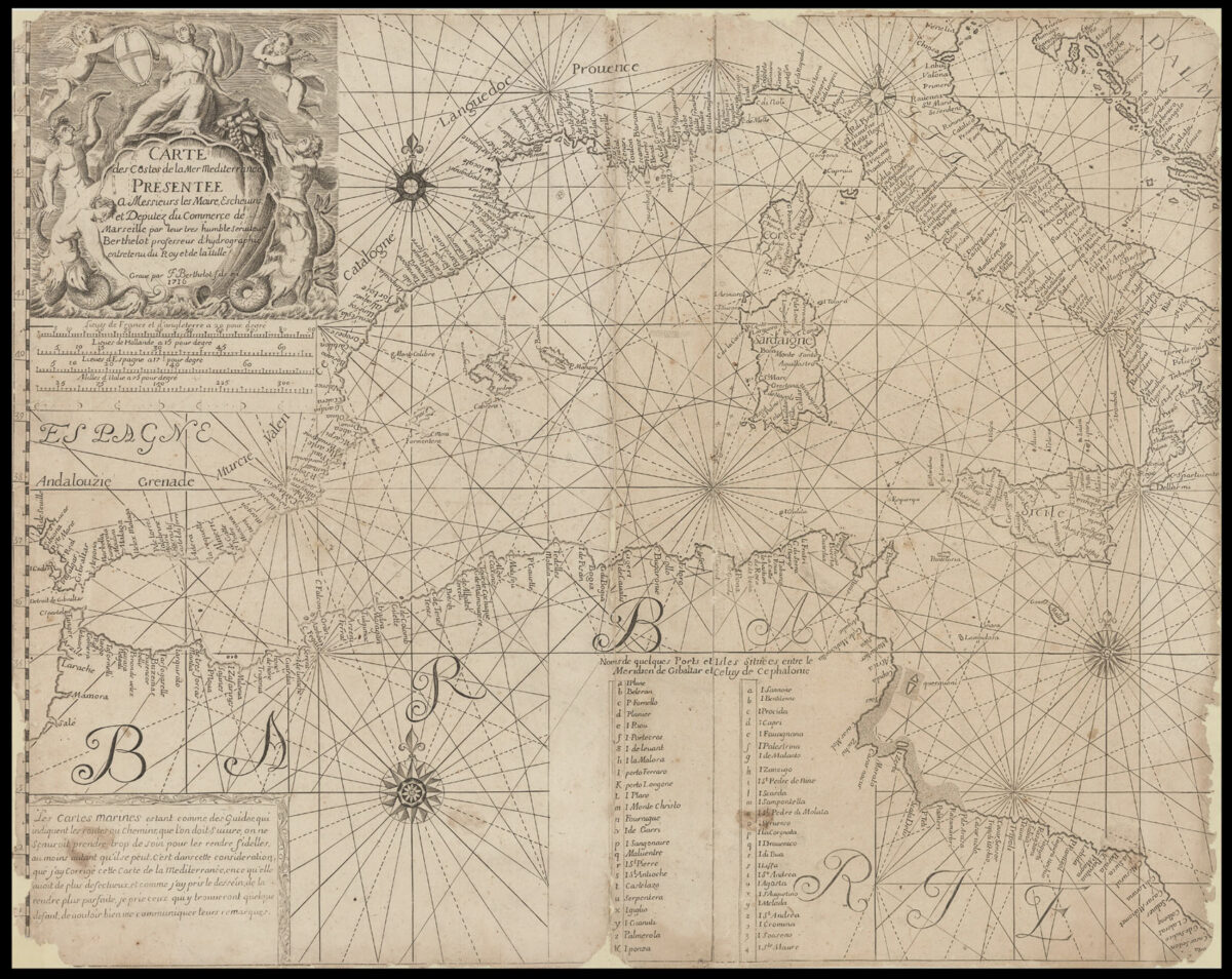 BERTHELOT, F. Carte de Costes de la Mer Mediterranee