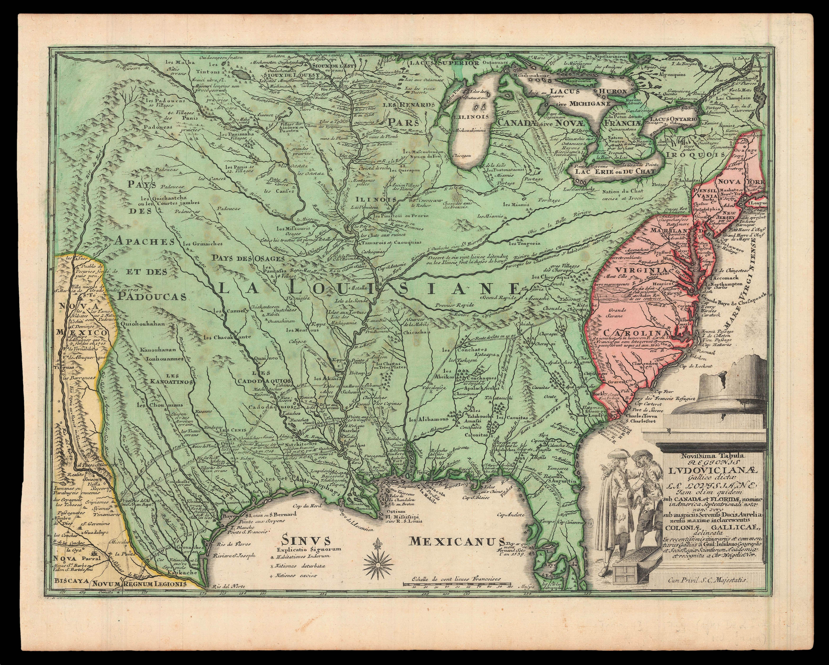 WEIGEL, Christopher Novissima Tabula Regionis Ludovicianae Gallice dictae La Louisiane...