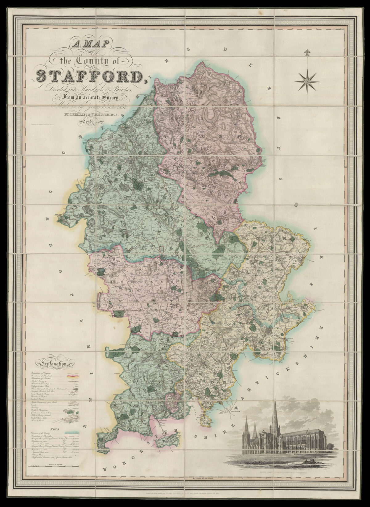 PHILLIPS, J[ohn] & HUTCHINGS, W. F. A Map of the County of Stafford