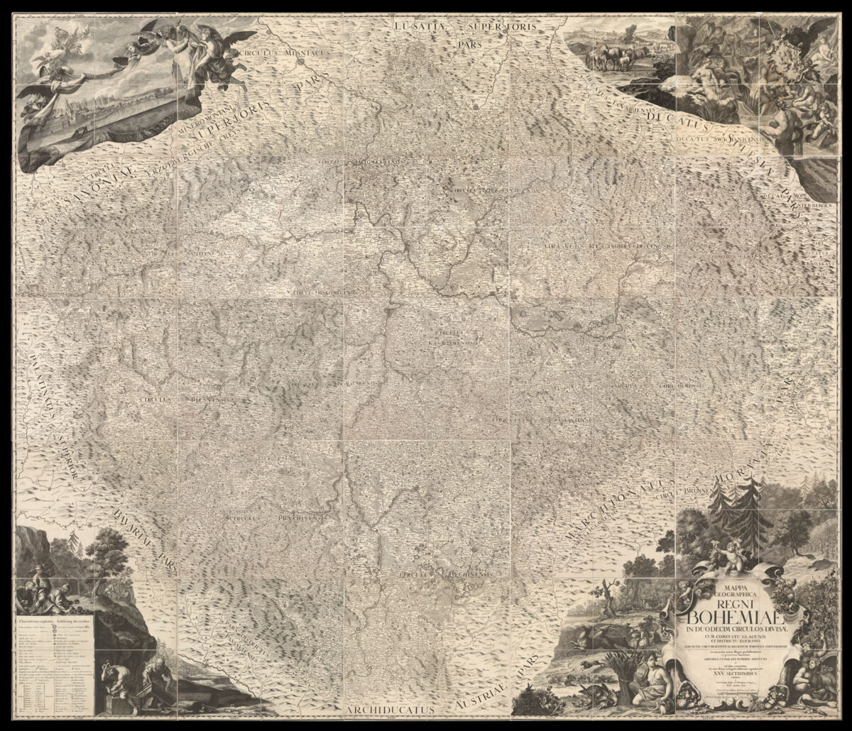 MÜLLER, J[ohann] Christoph Mappa geographica Regni Bohemiae in duodecim circulos divisae
