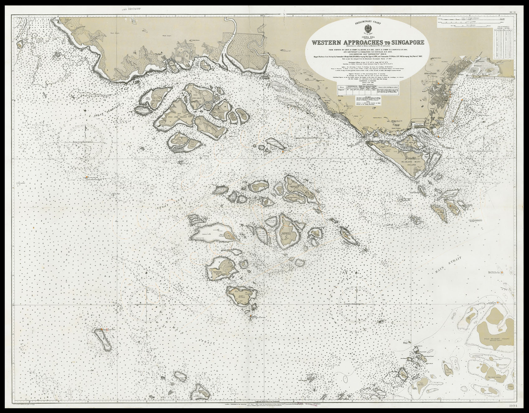 HYDROGRAPHIC OFFICE Preliminary Chart China Sea. Western Approaches to Singapore