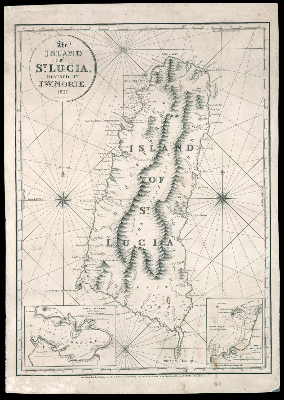 NORIE, John William. The Island of St Lucia, Revised by J. W. Norie. 1827.