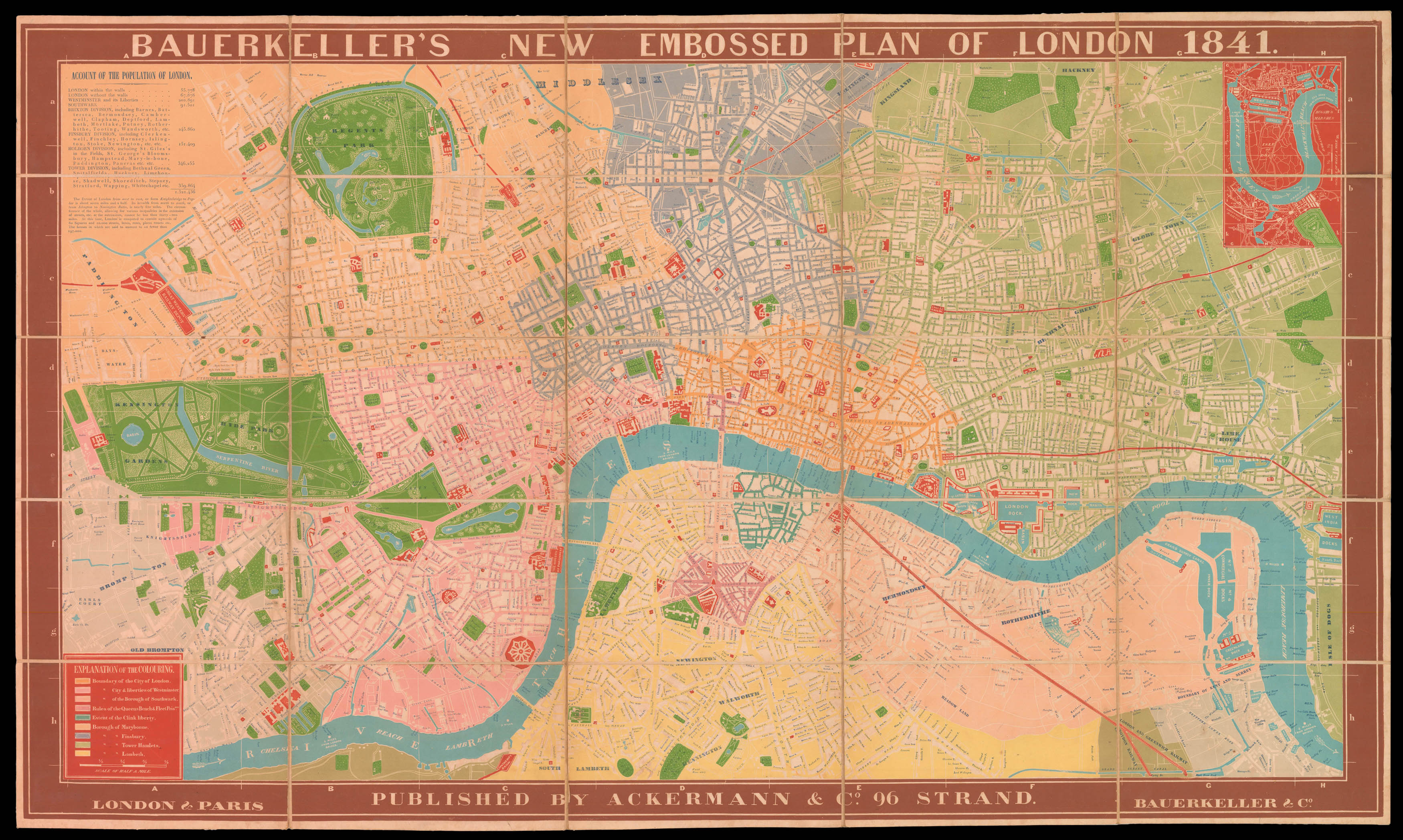 BAUERKELLER, G[eorge] Bauerkeller's New Embossed Plan of London 1841.