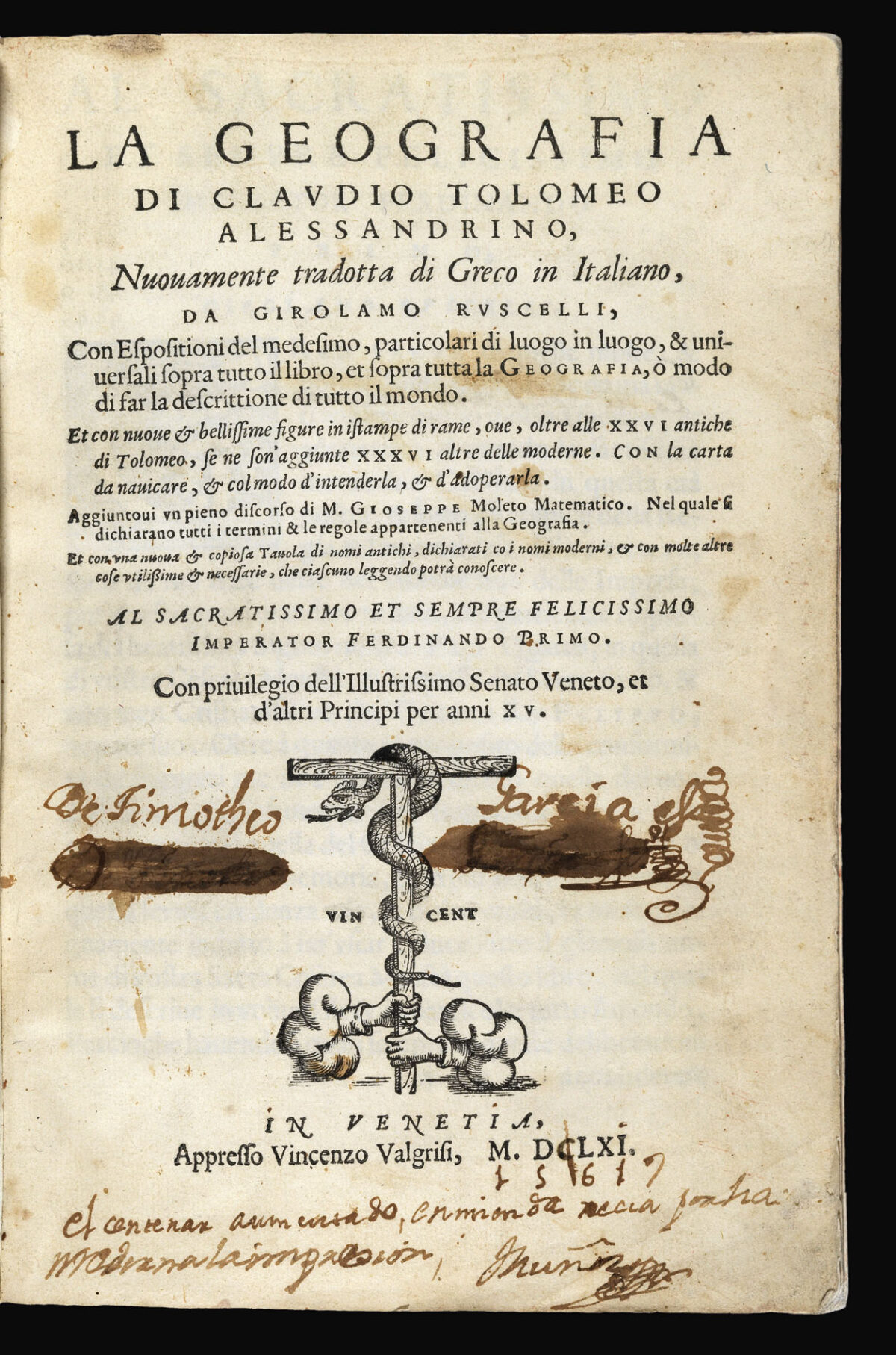 PTOLEMAEUS, Claudius; Girolamo RUSCELLI. La Geografia di Claudio Tolomeo Alessandrino