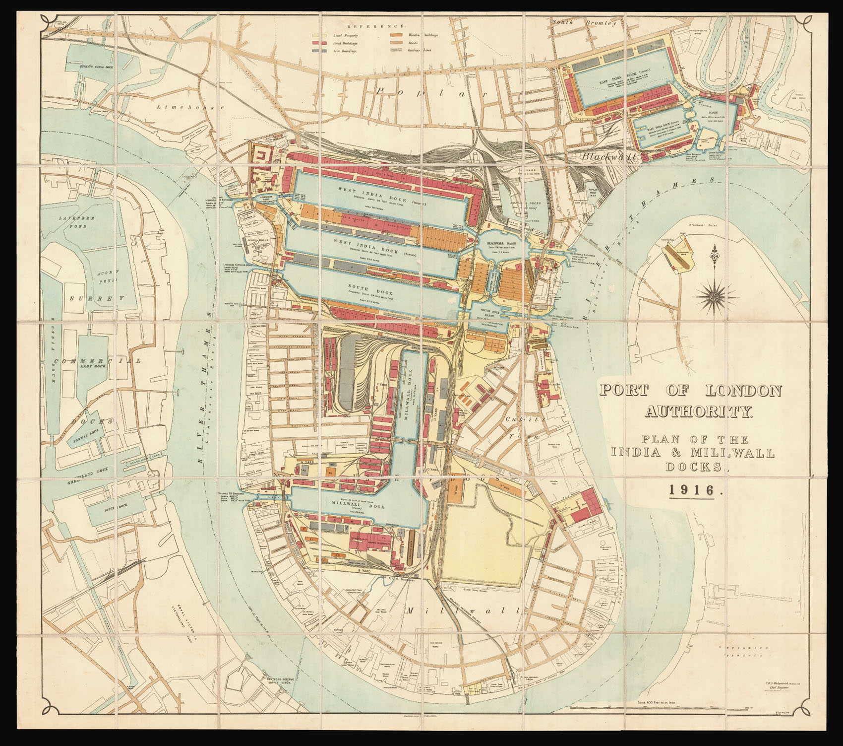 PORT OF LONDON AUTHORITY Plan of the India & Millwall Docks 1916