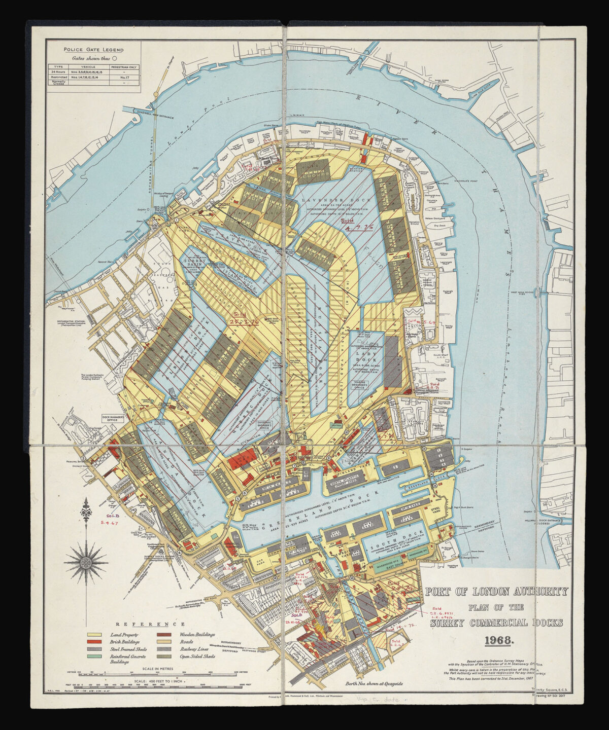 PORT OF LONDON AUTHORITY Plan of Surrey Commercial Docks, 1968.