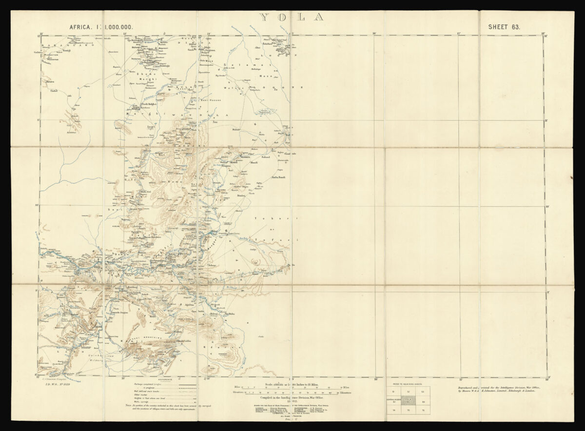 INTELLIGENCE DIVISION OF THE WAR OFFICE [Six Maps of Nigeria] Sokoto Sheet 50; Kano Sheet 51; Lake Chad Sheet 52; Nikki Sheet 61; Central Nigeria Sheet 62; Yola Sheet 63.