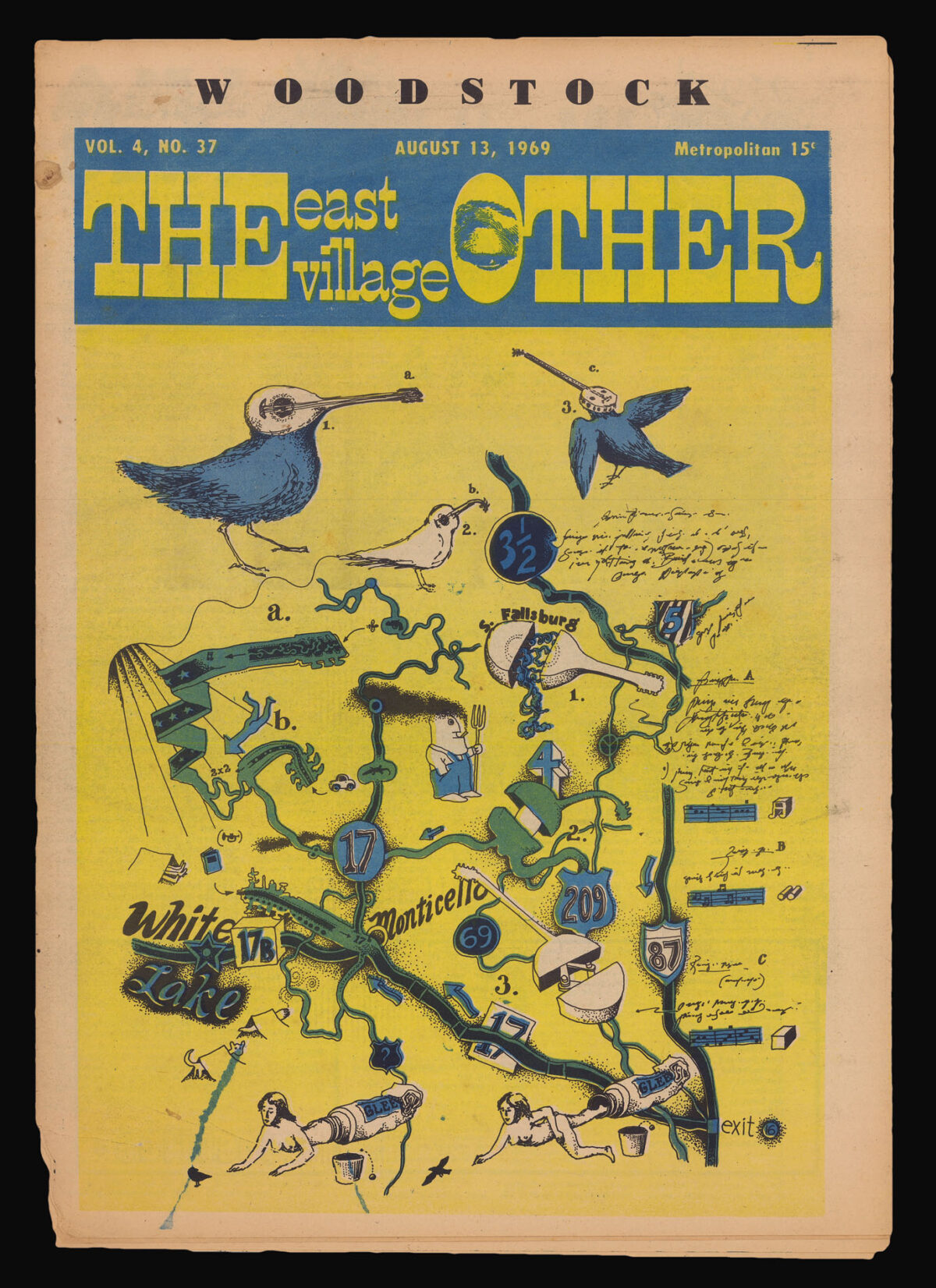 THE OTHER EAST VILLAGE ["Psychedelic" Map of Woodstock].