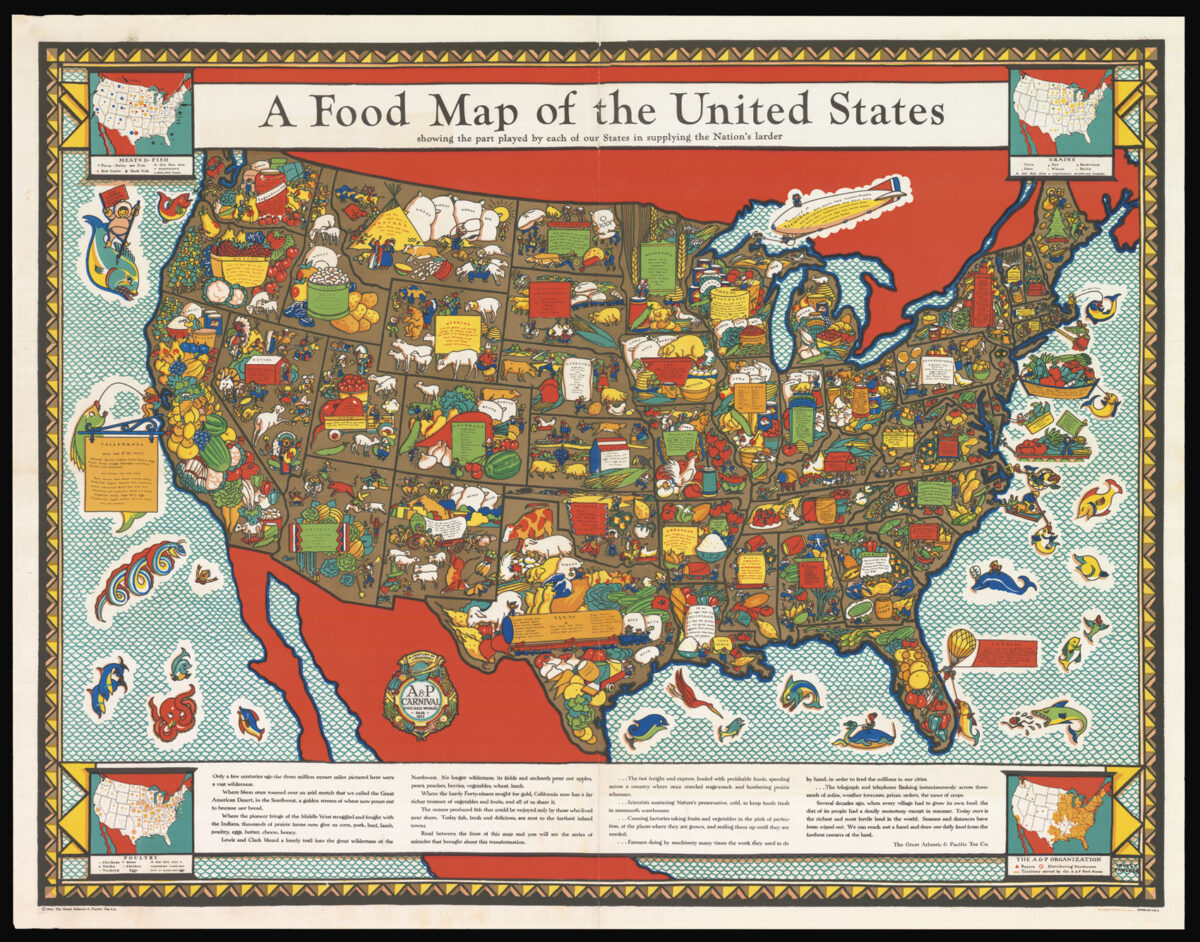 FRANCHER, Louis Delton Food Map of the United States.