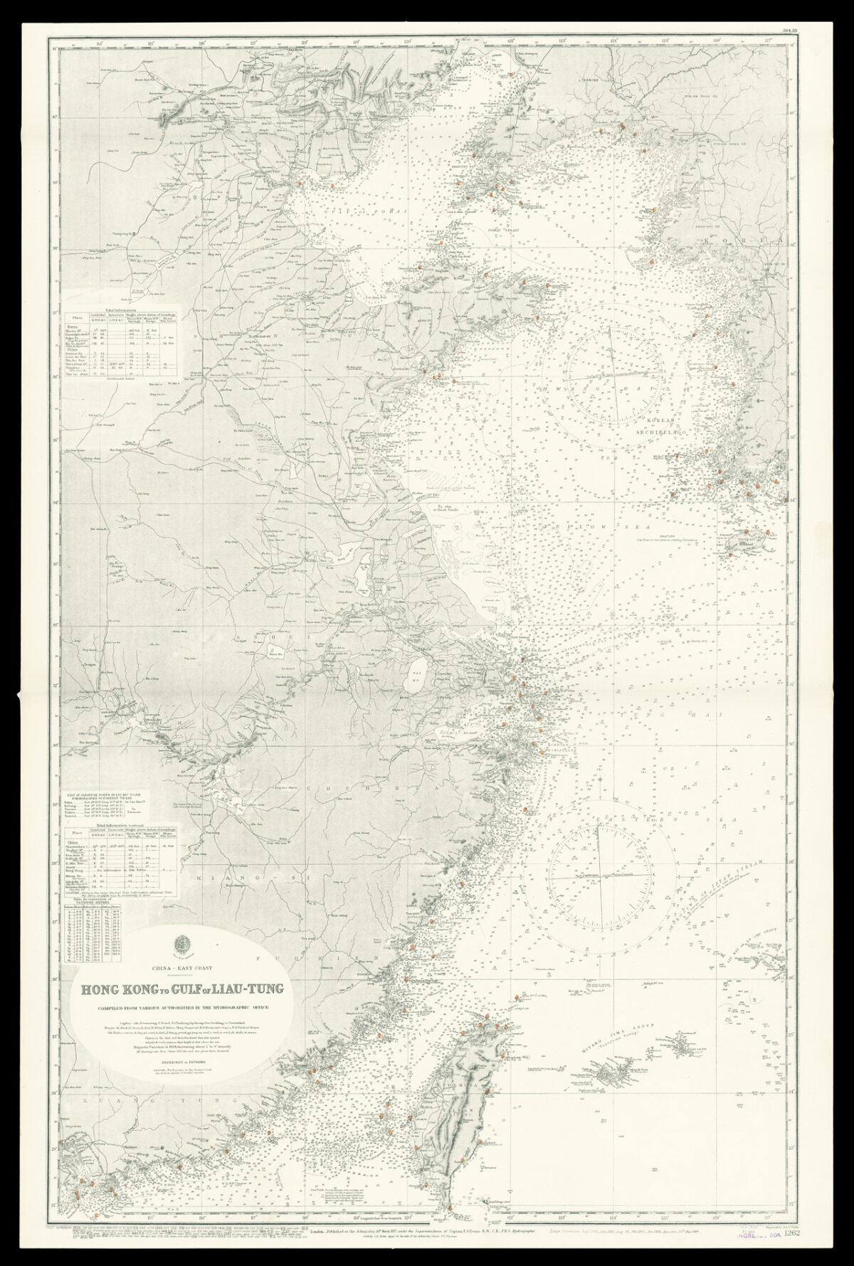 HYDROGRAPHIC OFFICE China East Coast Hong Kong to Gulf of Liau-Tung