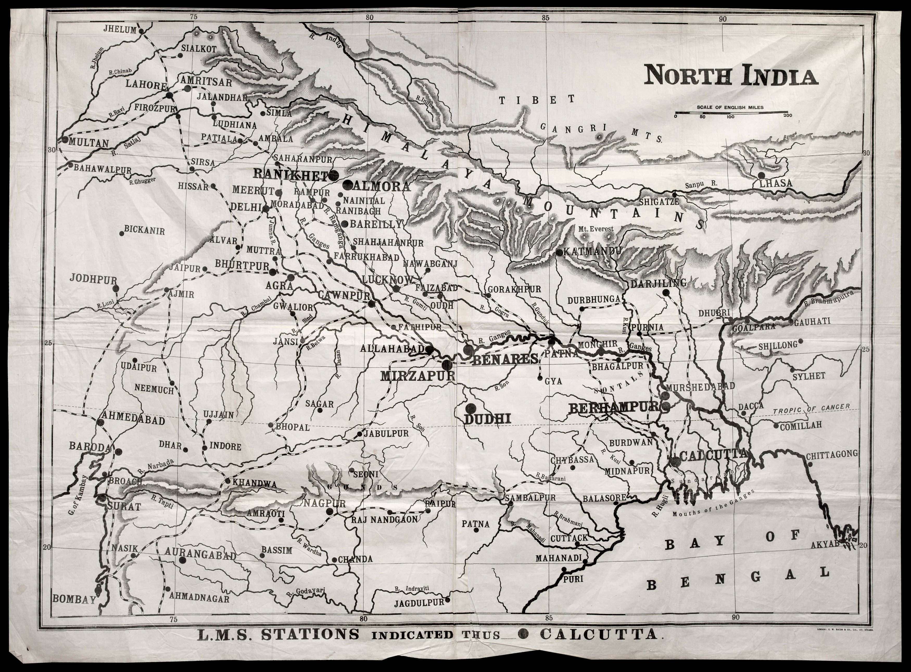 BACON, G[eorge] W[ashington] [Pair of maps of India] North India [and] South India.