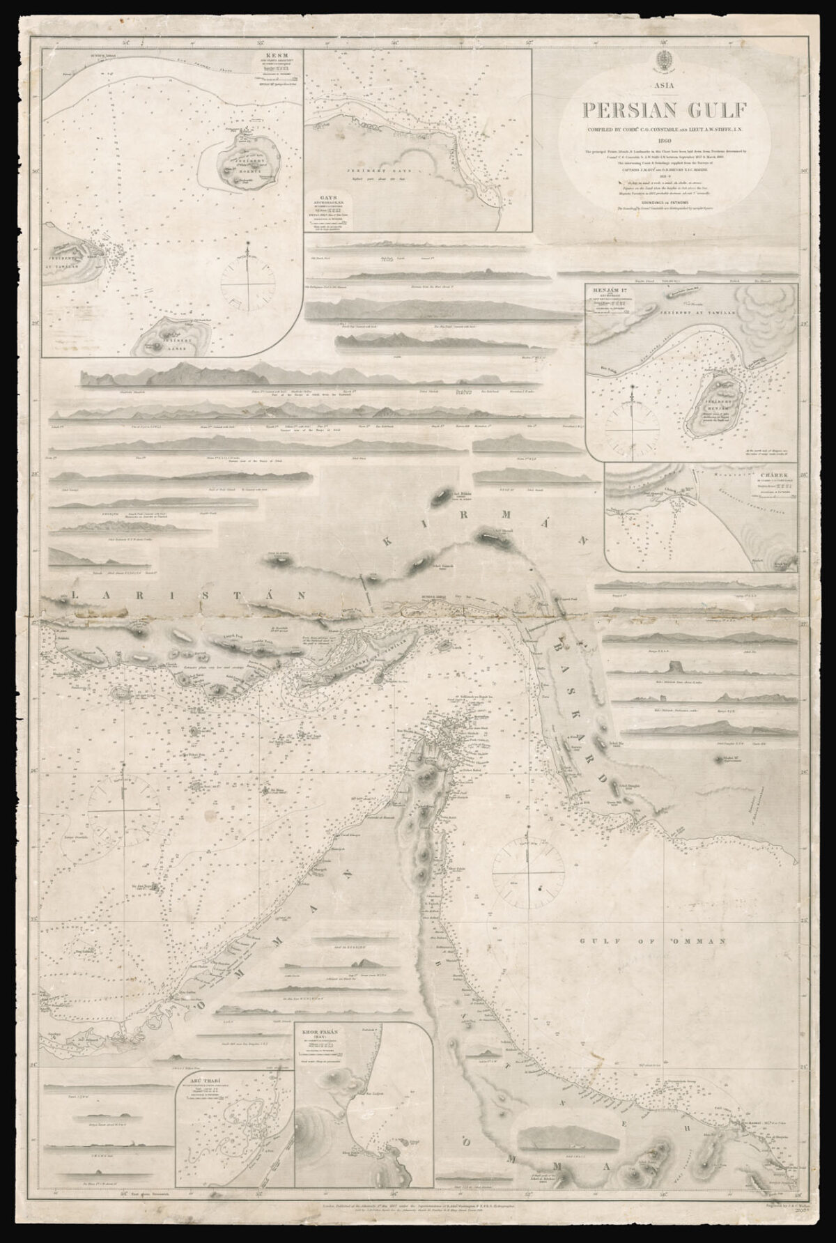 CONSTABLE, C[harles] G. and STIFFE, A[rthur] W. Asia. Persian Gulf Complied by Commr. C. G. Constable and Lieut. A. W. Stiffe, I. N.