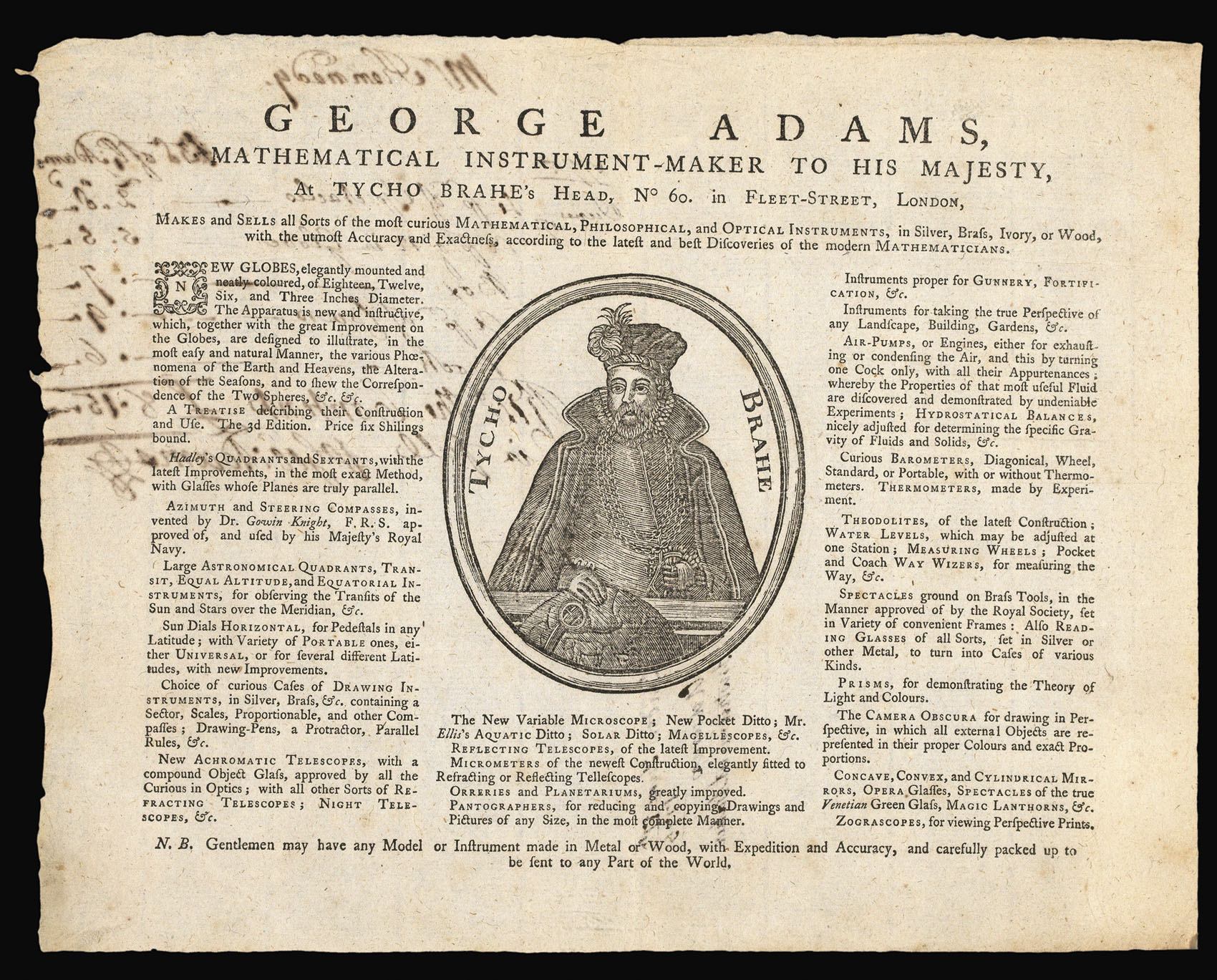 ADAMS Jnr, George; Dudley ADAMS; and [? George ADAMS Snr] George Adams, Mathematical Instrument-Maker to his Majesty,