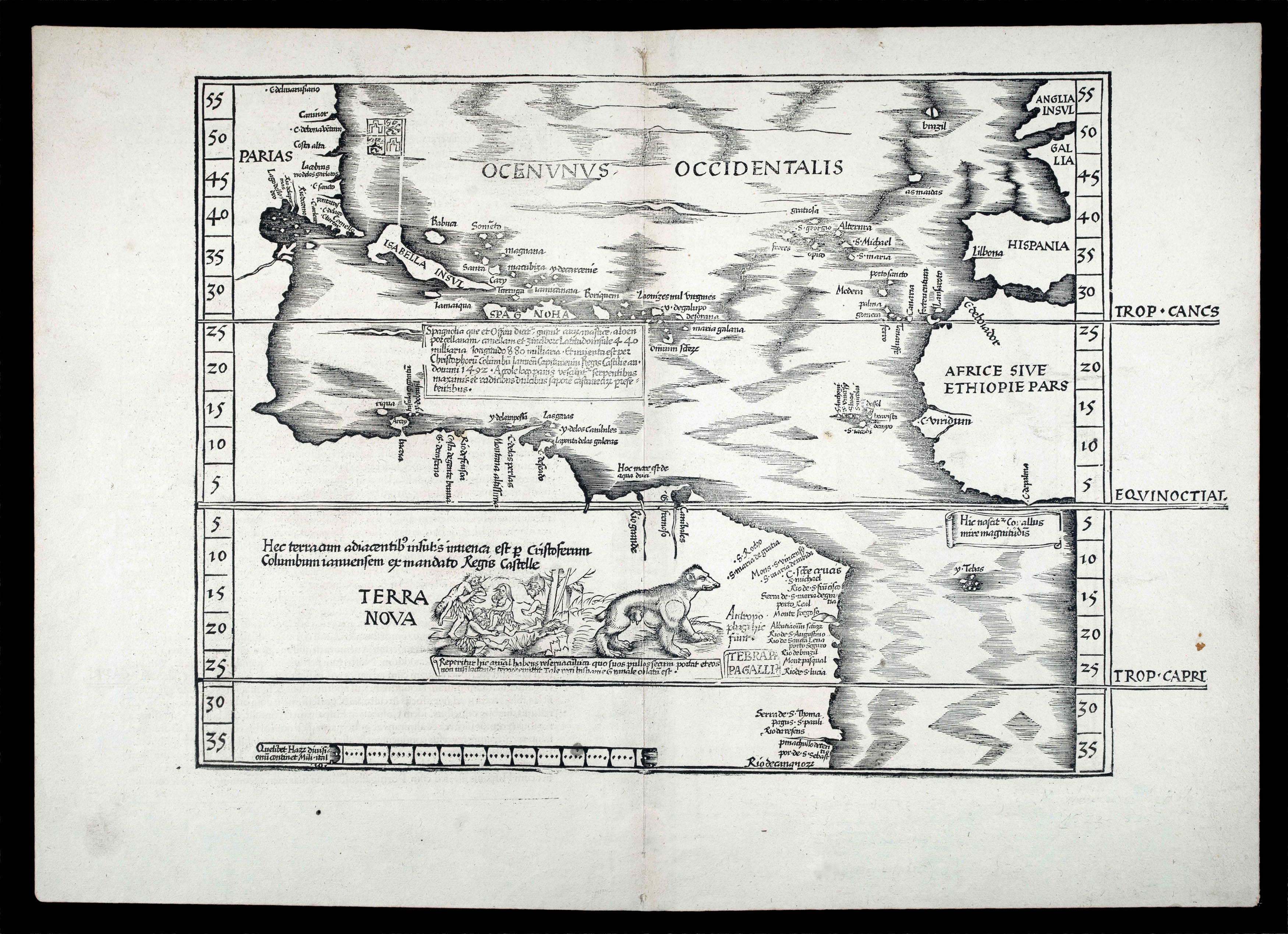 PTOLEMAEUS, Claudius; Michael VILLANOVANUS, known as 'SERVETUS and Laurent FRIES [Untitled map of the New World].