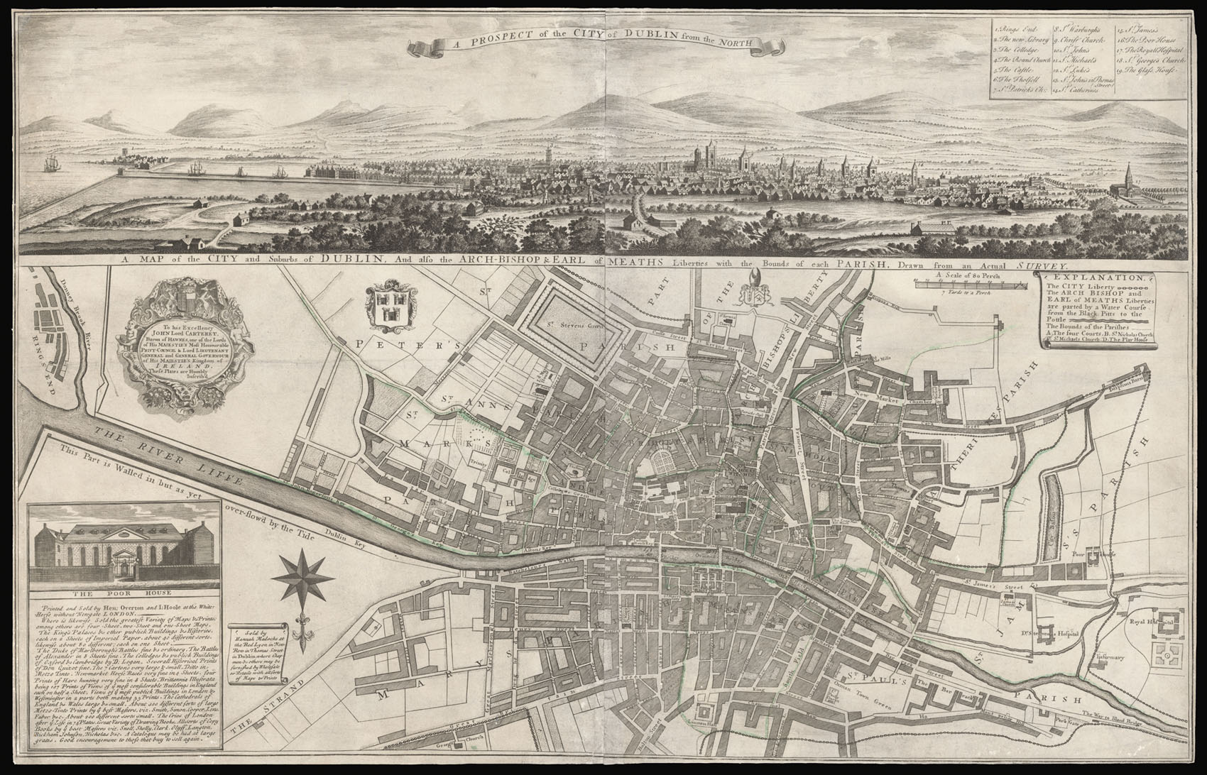 [BROOKING, Charles] A Map of the City and Suburbs of Dublin