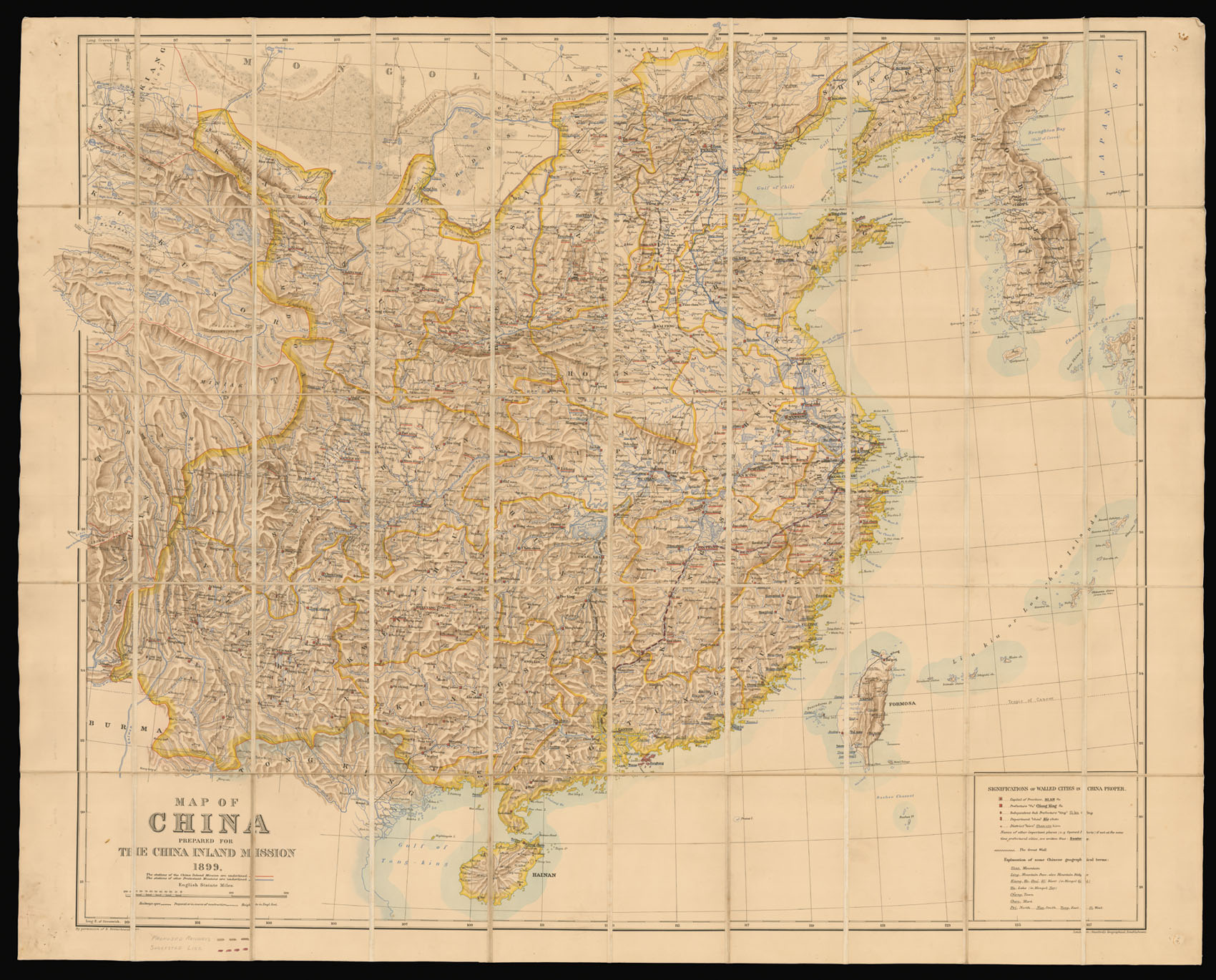 BRETSCHNEIDER, Emil Map of China prepared for the China inland Mission 1899.