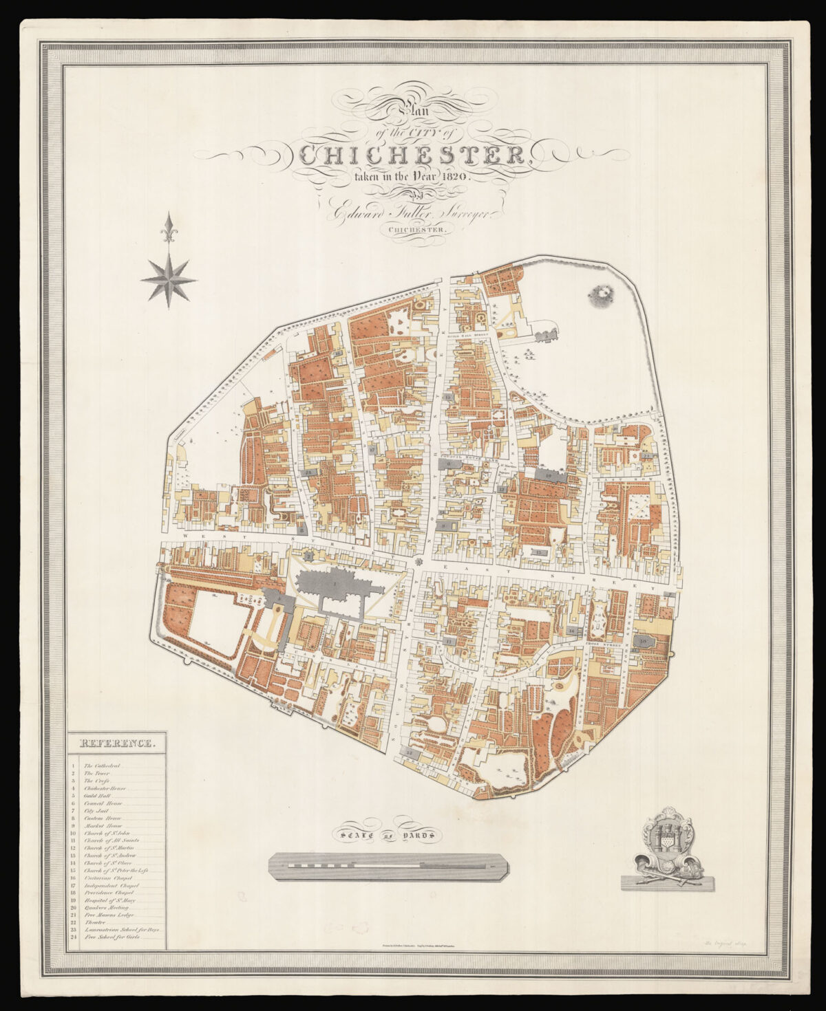 FULLER, Edward Plan of the City of Chichester, Taken in the Year 1820 By Edward Fuller Surveyor, Chichester.