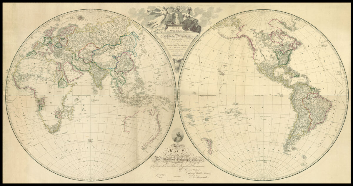 ARROWSMITH, Aaron Map of the World on a Globular Projection