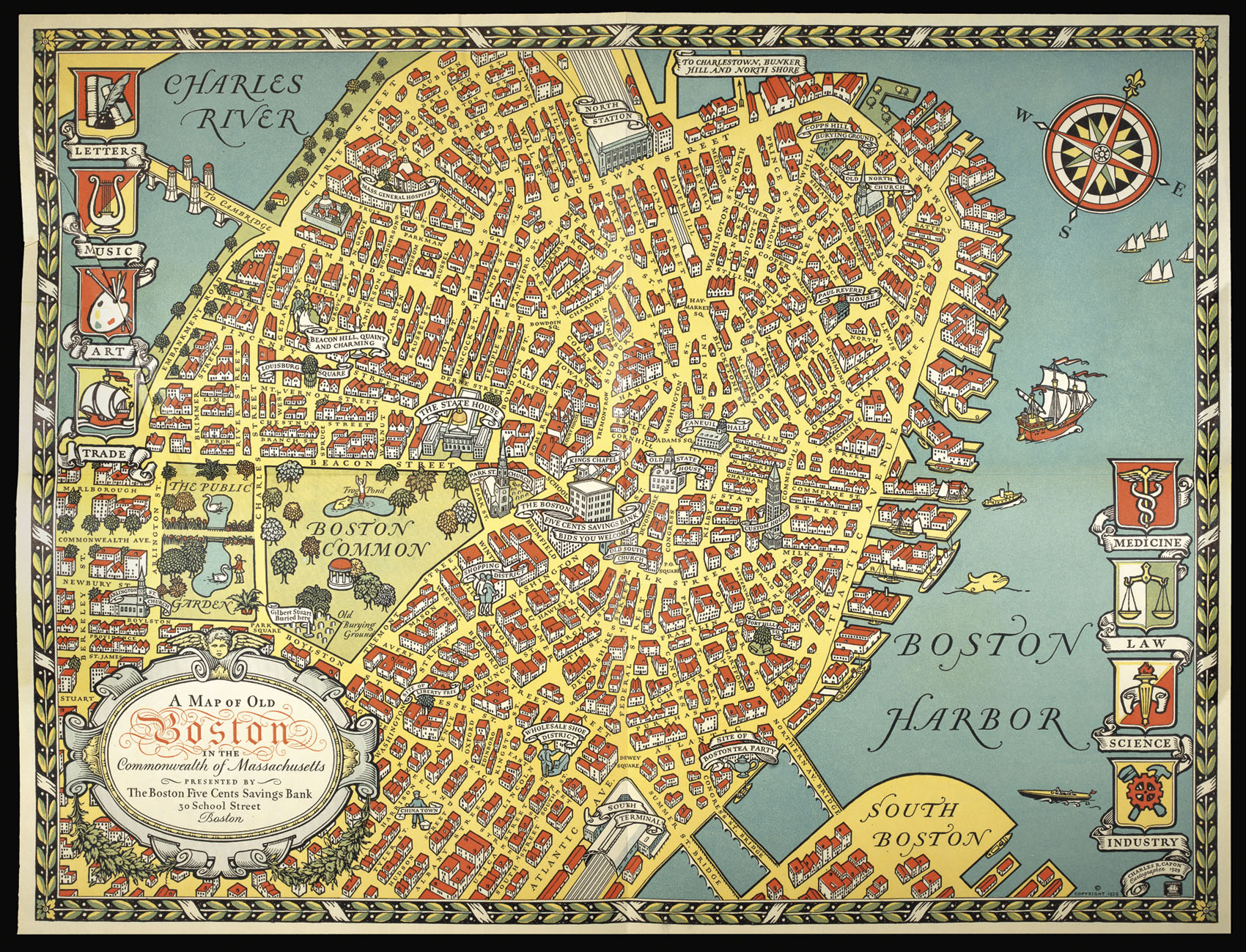 CAPON, Charles Reginald A Map of Old Boston