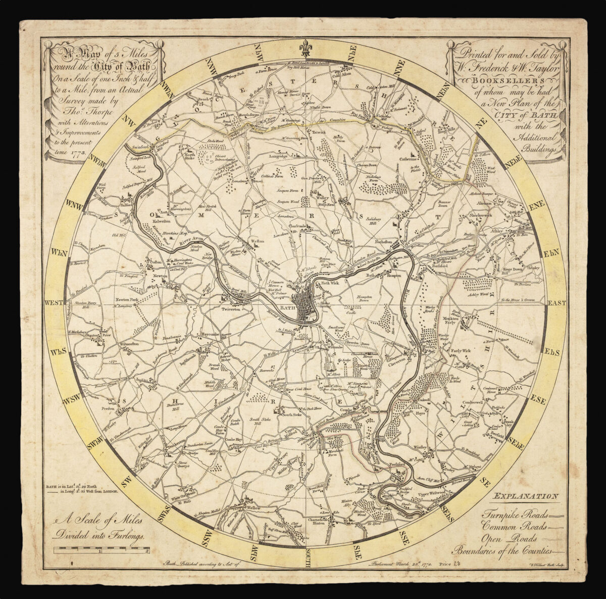 THORPE, Thomas [Somerset] A Map of 5 miles round the City of Bath