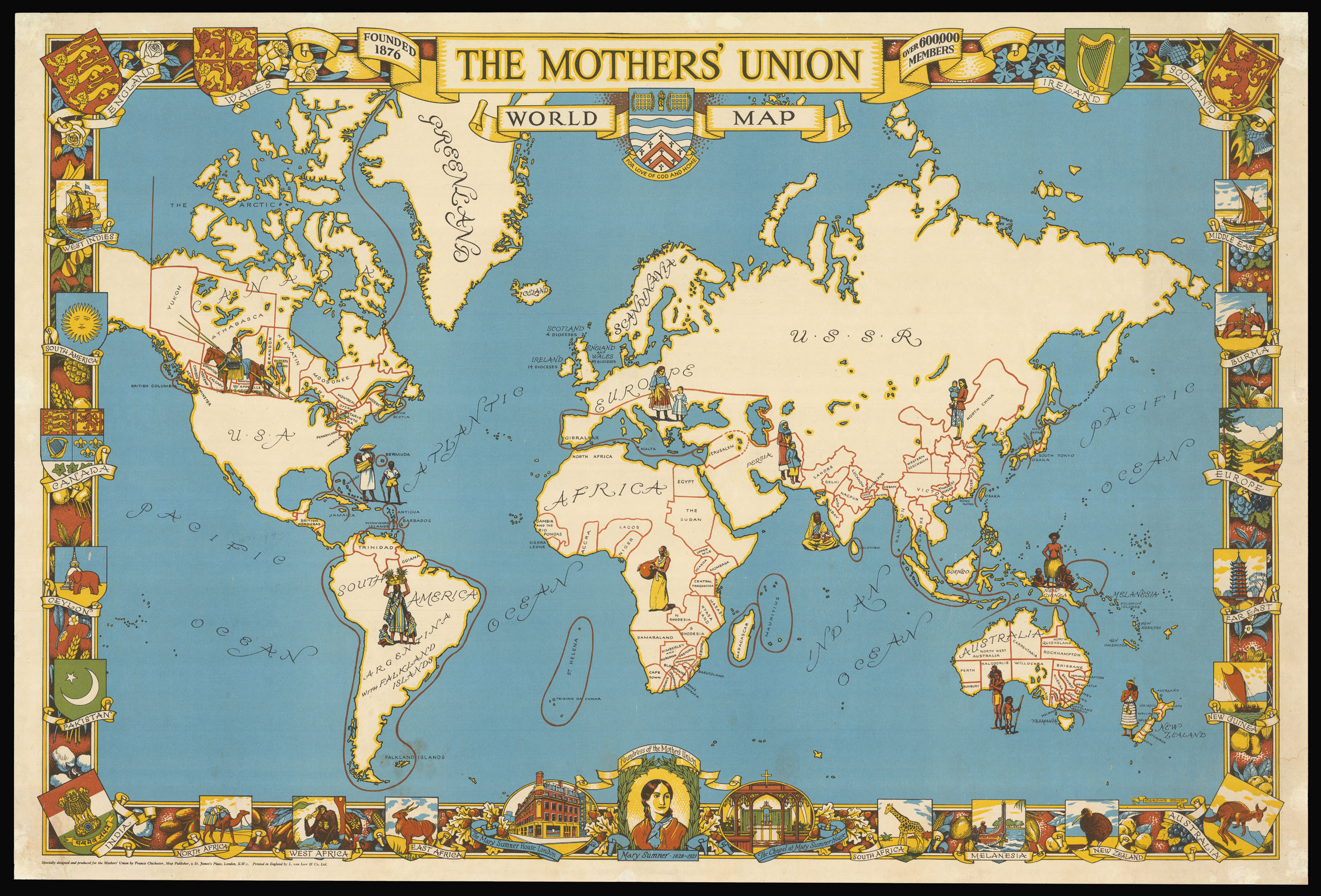 CHICHESTER, Francis The Mother's Union World Map.