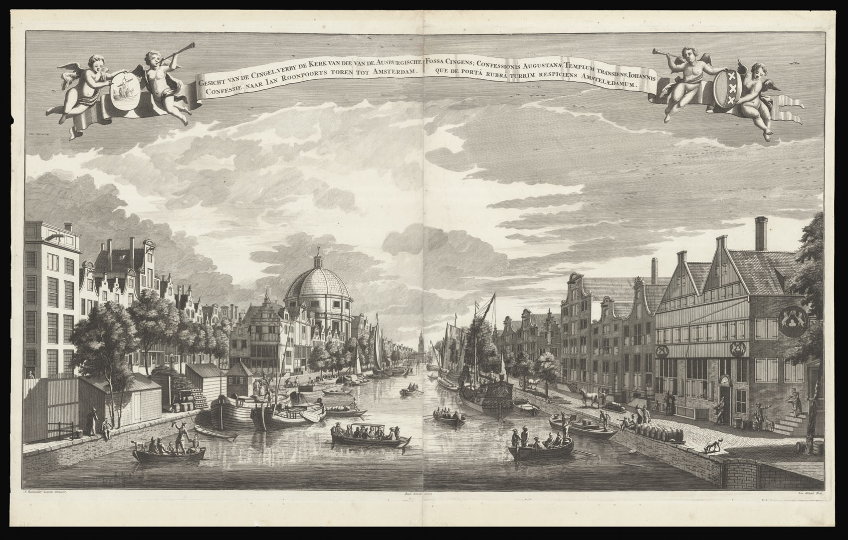 SCHENK, Jan [after] RADEMAKER, Abraham Gesicht Van De Cingelverby de Kerk Van die van de Ausburgische confessie naar Ian Roonpoorts toren tot Amsterdam.