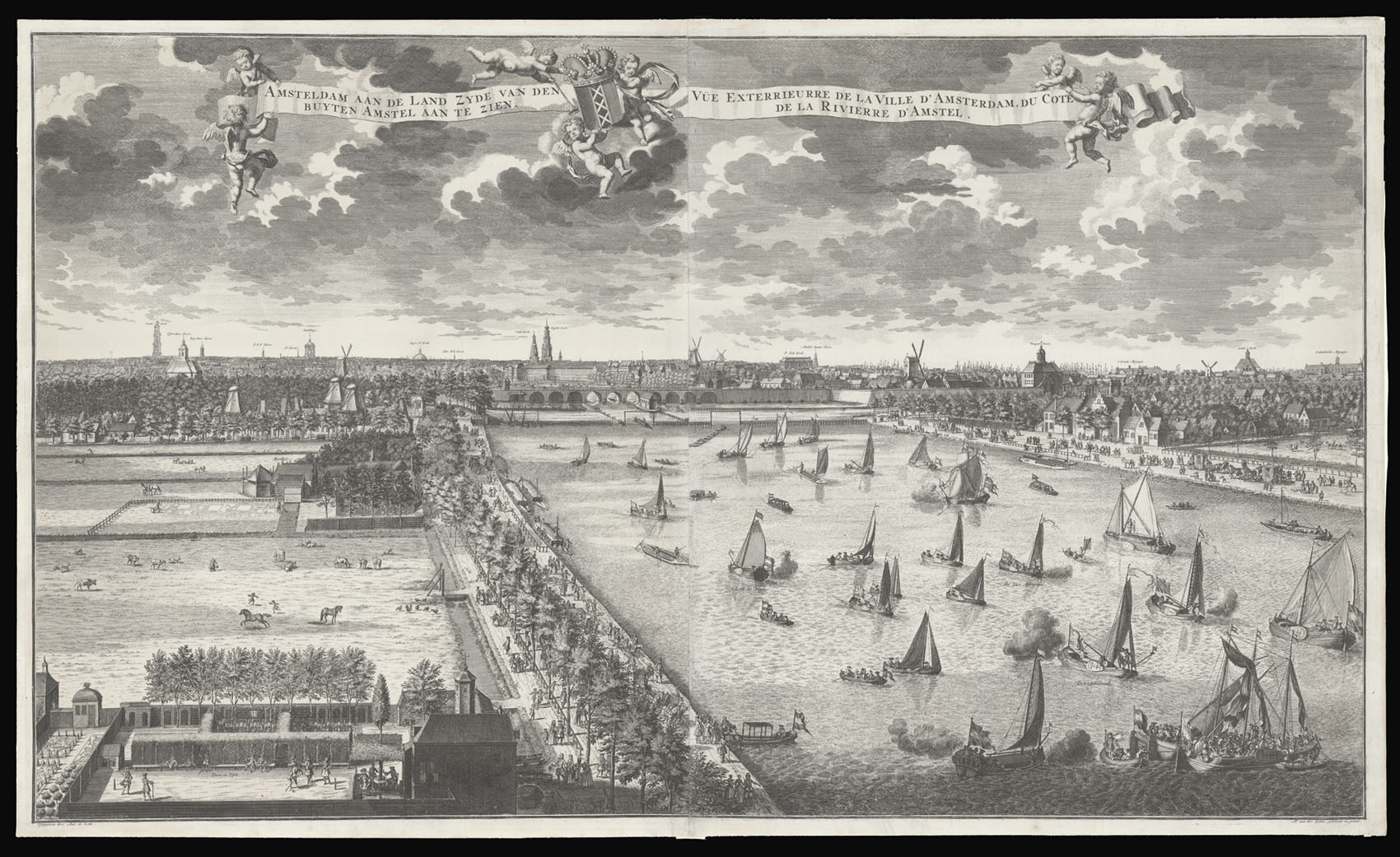 DE LETH, Andries de [after] LAAN, Adolph van der Amsteldam aan de land zyde van den Buyten Amstel aan te Zien.